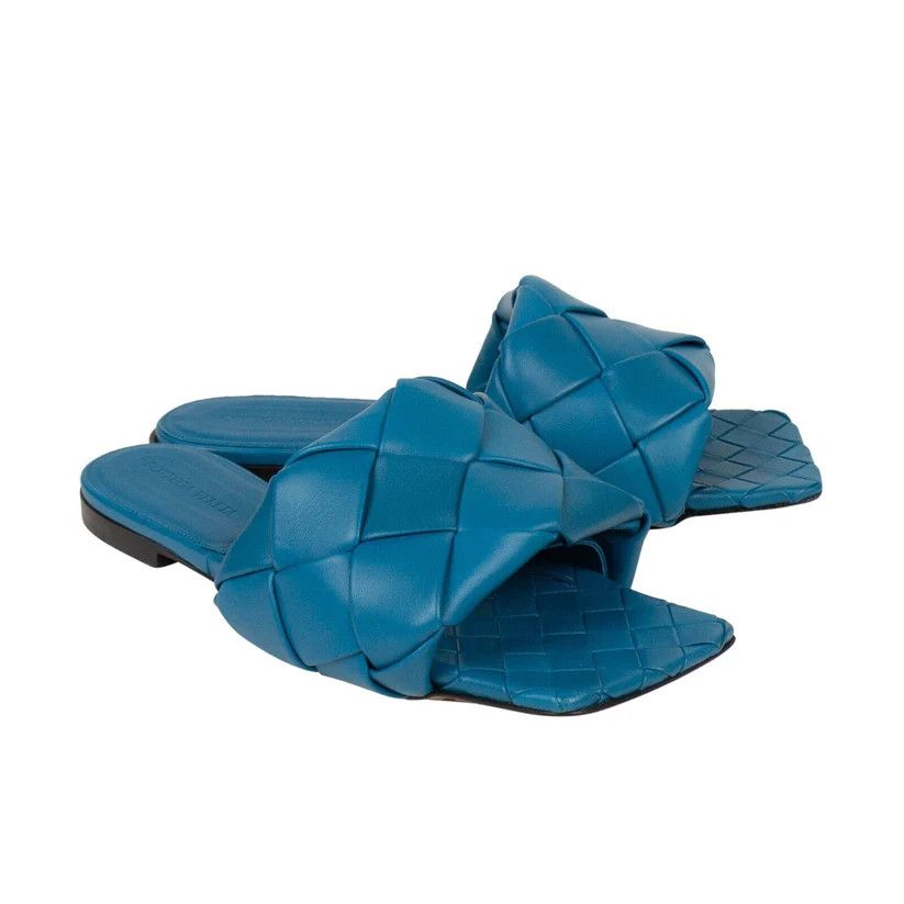 Bottega Veneta o1n1vont1124 Lido Flat Sandals in Blue Size US 4.5 / IT 34.5 - 3 Thumbnail