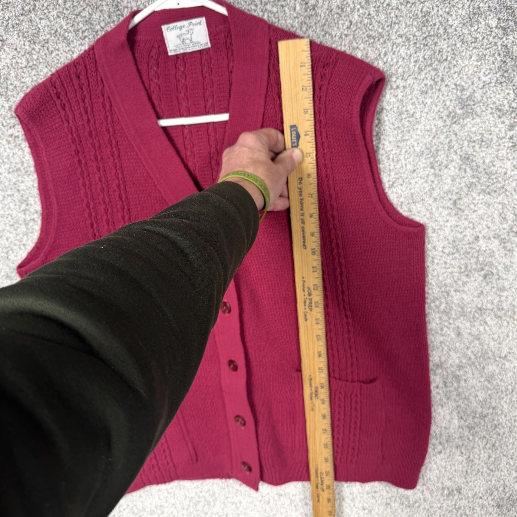 Pinko VINTAGE College Point Vest Shirt Women L Pink 80s 90s Preppy Knit Sleeveless V-Neck Pockets Size L / US 10 / IT 46 - 2 Thumbnail