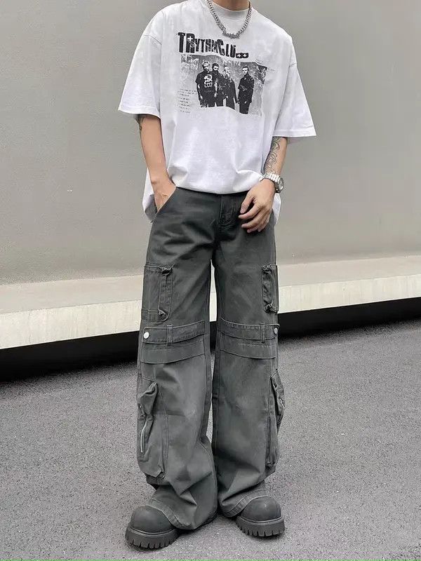 VIBE Gray High Street Vintage Loose Casual Pants Size US 32 / EU 48 - 2 Thumbnail
