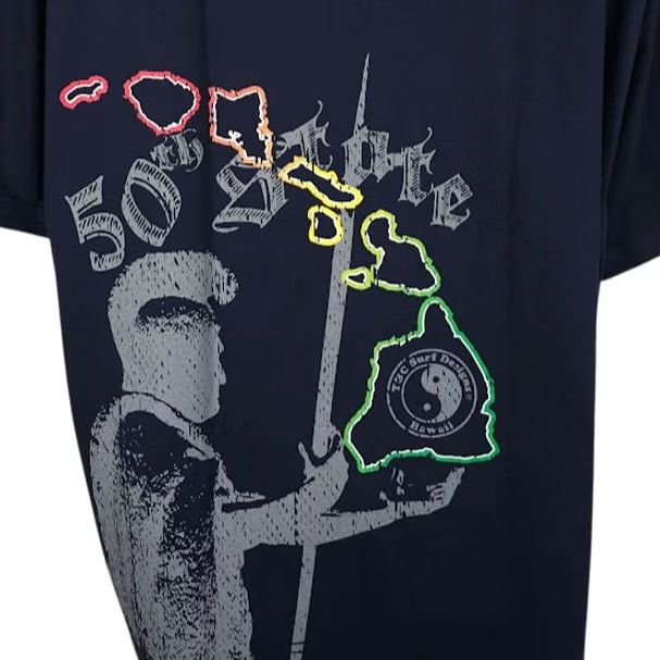 Vintage VINTAGE T&C Surf Designs T Shirt Mens 3XL Blue Hawaii 50th State Surf 2000s Tropic US Theme Men Shirt Blue T-Shirt Vintage 3XL Mens Size US XXL / EU 58 / 5 - 2 Thumbnail
