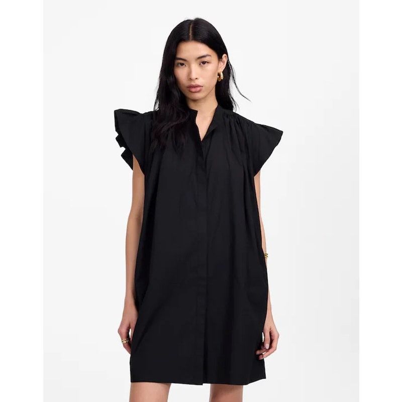 Madewell NWT Madewell Flutter Sleeve Button-Front Dress Black Small Size S / US 4 / IT 40 - 1 Thumbnail