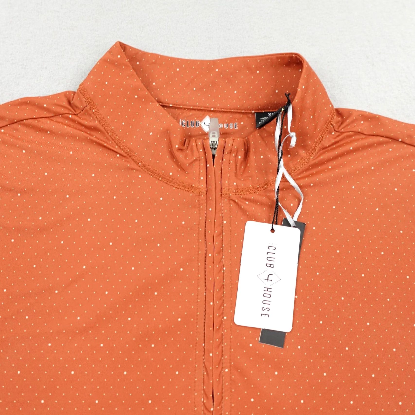 Short Par 4 Club House Sweater Mens XL Orange 1/4 Zip Performance Golf NEW