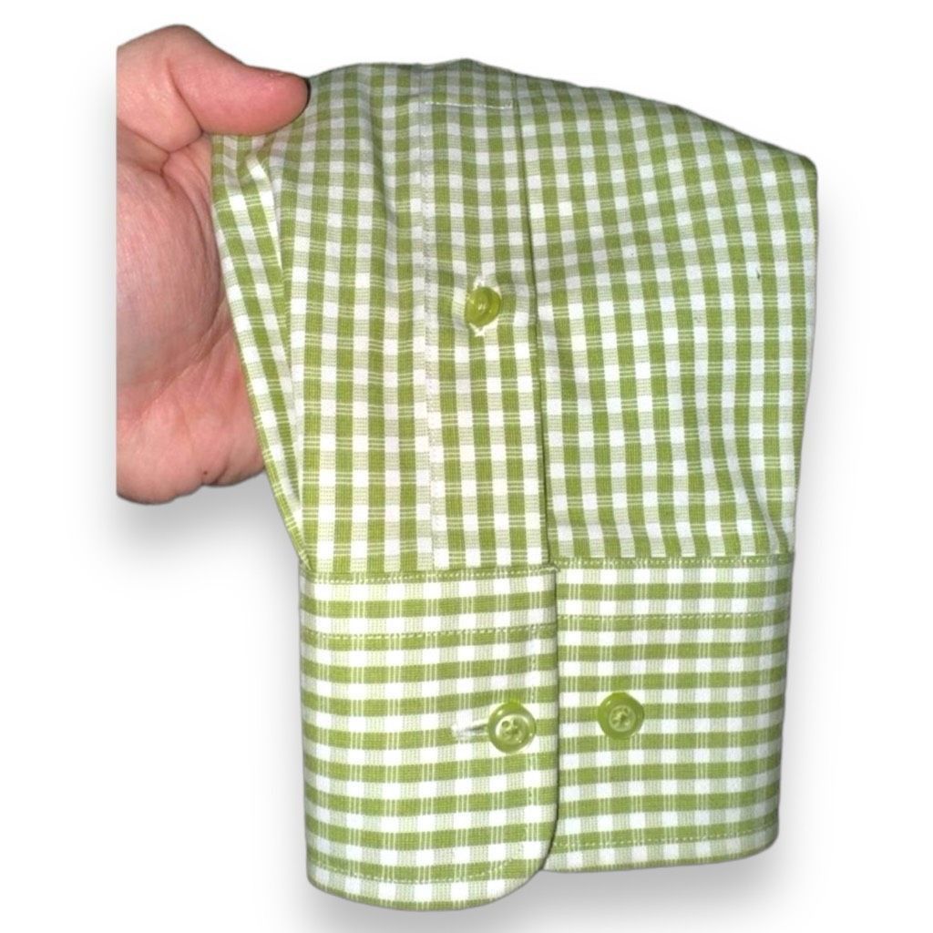 David Donahue David Donahue Green Check Trim Fit Dress Shirt Size L 16.5 3 Size US L / EU 52-54 / 3 - 9 Thumbnail