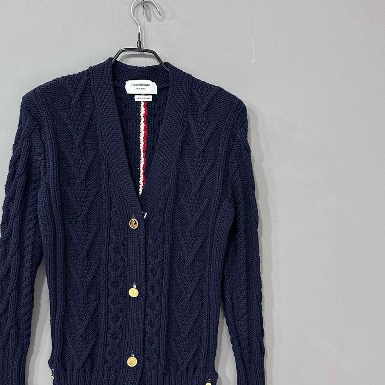 Thom Browne Thom Browne Size 38 Dark blue knitted sweater jacket 2505- Size US XXS / EU 40 - 2 Thumbnail