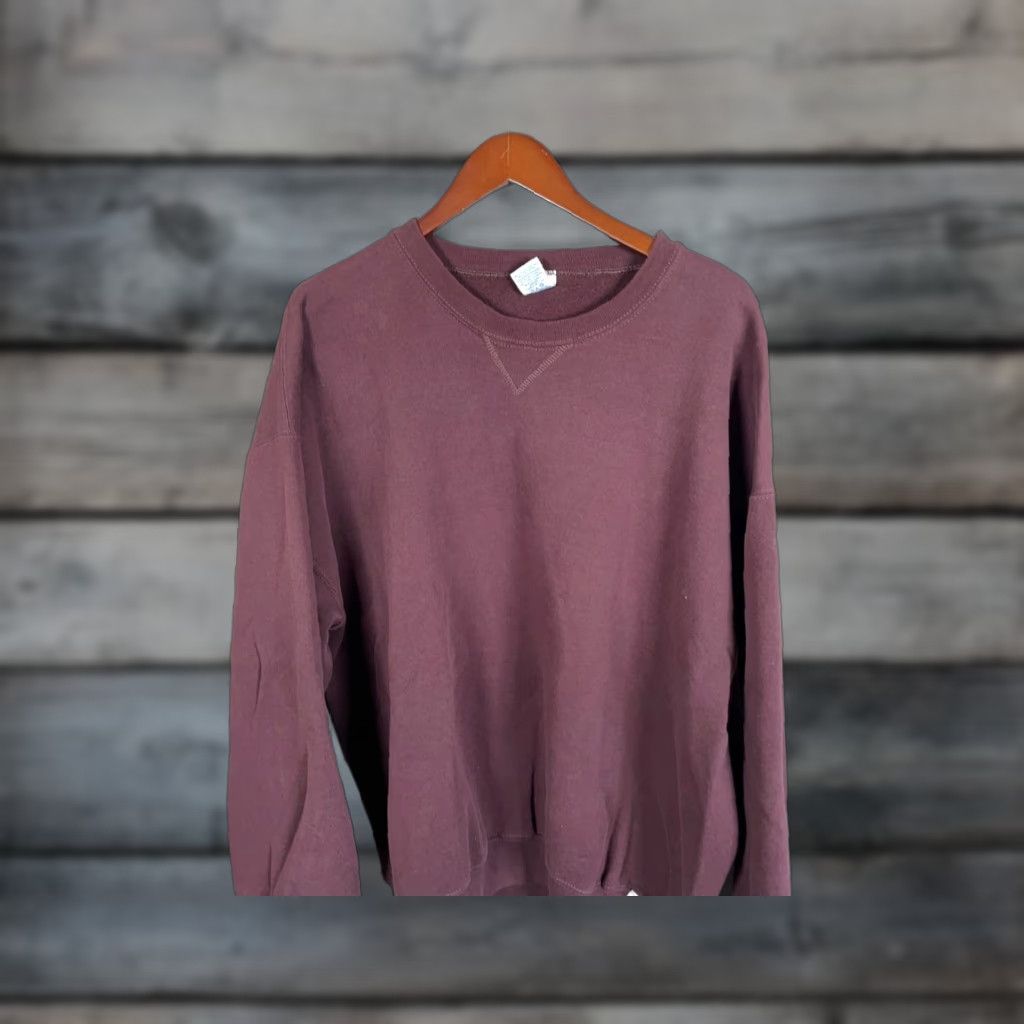 Russell Athletic VINTAGE Russell Athletic Sweatshirt Shirt Adult 2XL Dark Red Solid Crewneck 90s Retro Mens Size US XXL / EU 58 / 5 - 1 Thumbnail