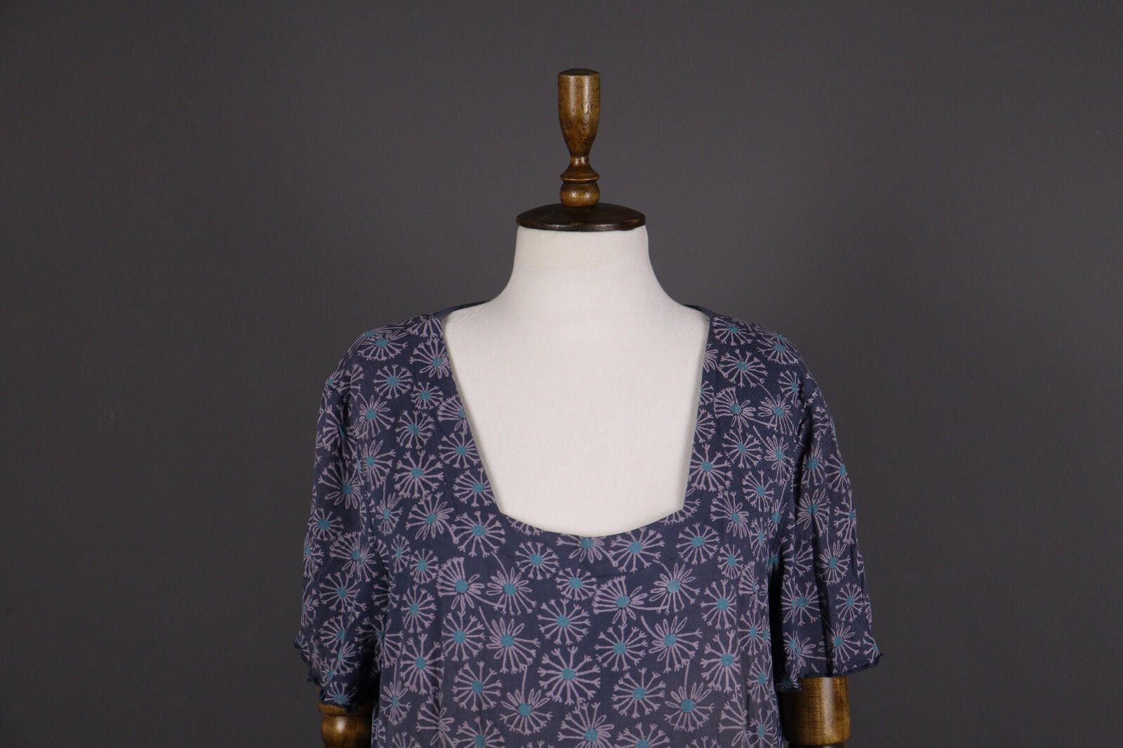 Designer Deerberg Blue Floral Relaxed Summer A-Line Dress Size L Size L / US 10 / IT 46 - 2 Thumbnail