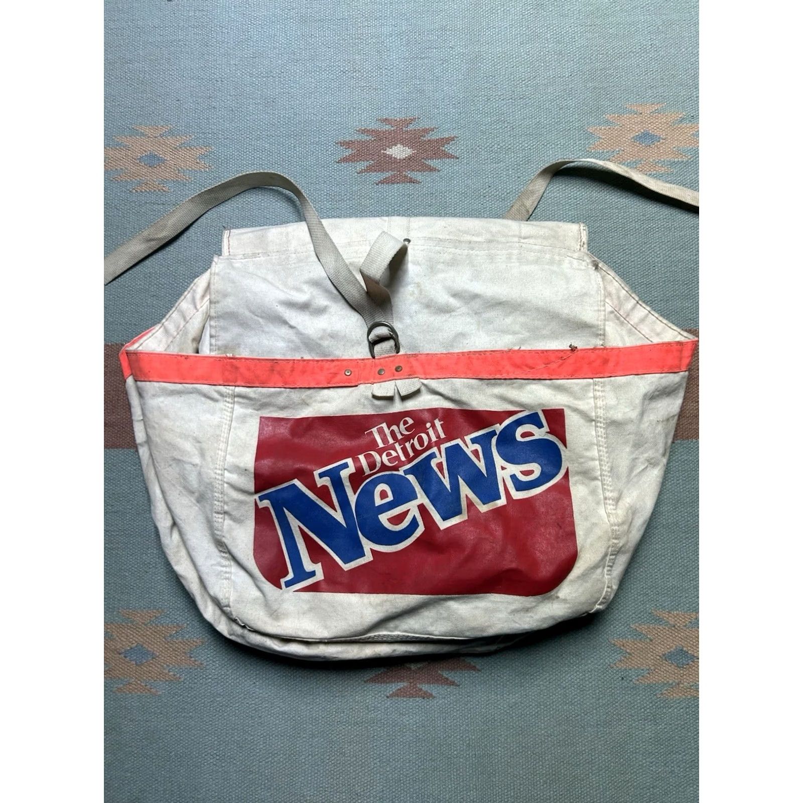 Vintage VINTAGE Detroit News newspaper saddle bag bicycle canvas double sided newsboy Men Beige Saddle Bag Newsboy Size ONE SIZE - 6 Thumbnail