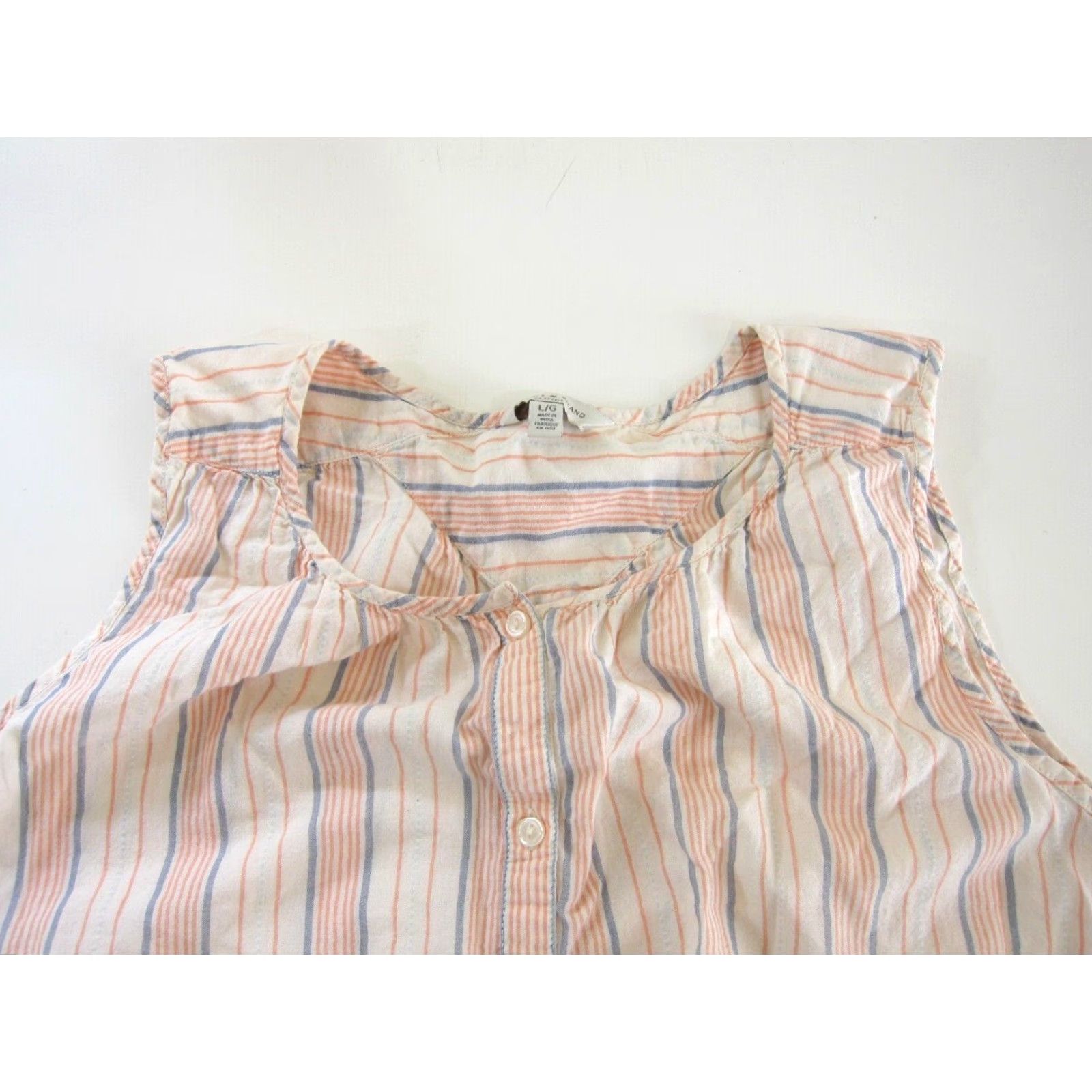 Lucky Brand Lucky Brand Sleeveless Blouse 100% Cotton Pink Blue Stripe Tunic L Women Shirt Size L / US 10 / IT 46 - 3 Thumbnail