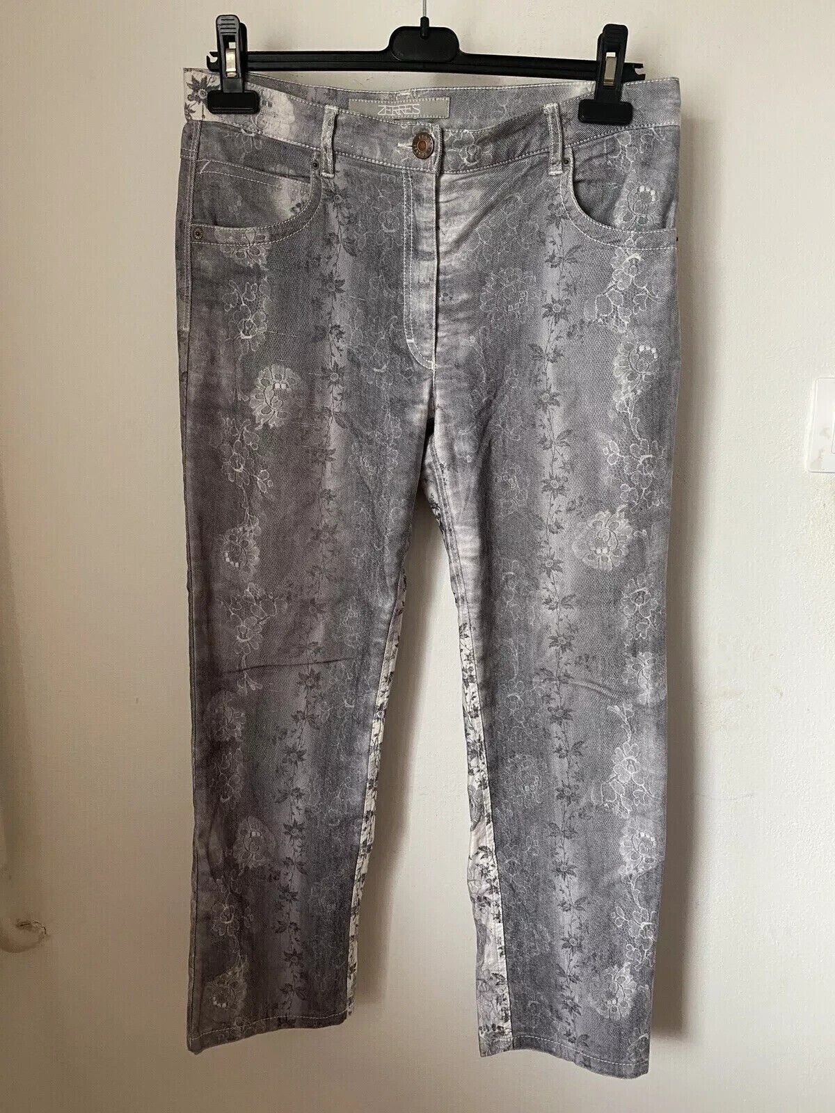 Other Zerres Jeans Gray floral Print Size L Sk69 Size 34" / US 12 / IT 48 - 1 Thumbnail
