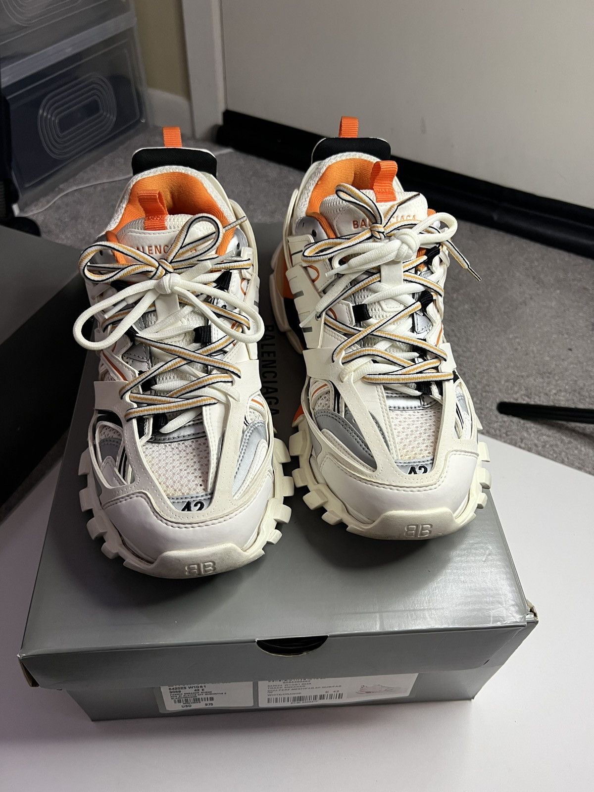 Balenciaga Balenciaga track white/orange Size US 9 / EU 42 - 1 Thumbnail