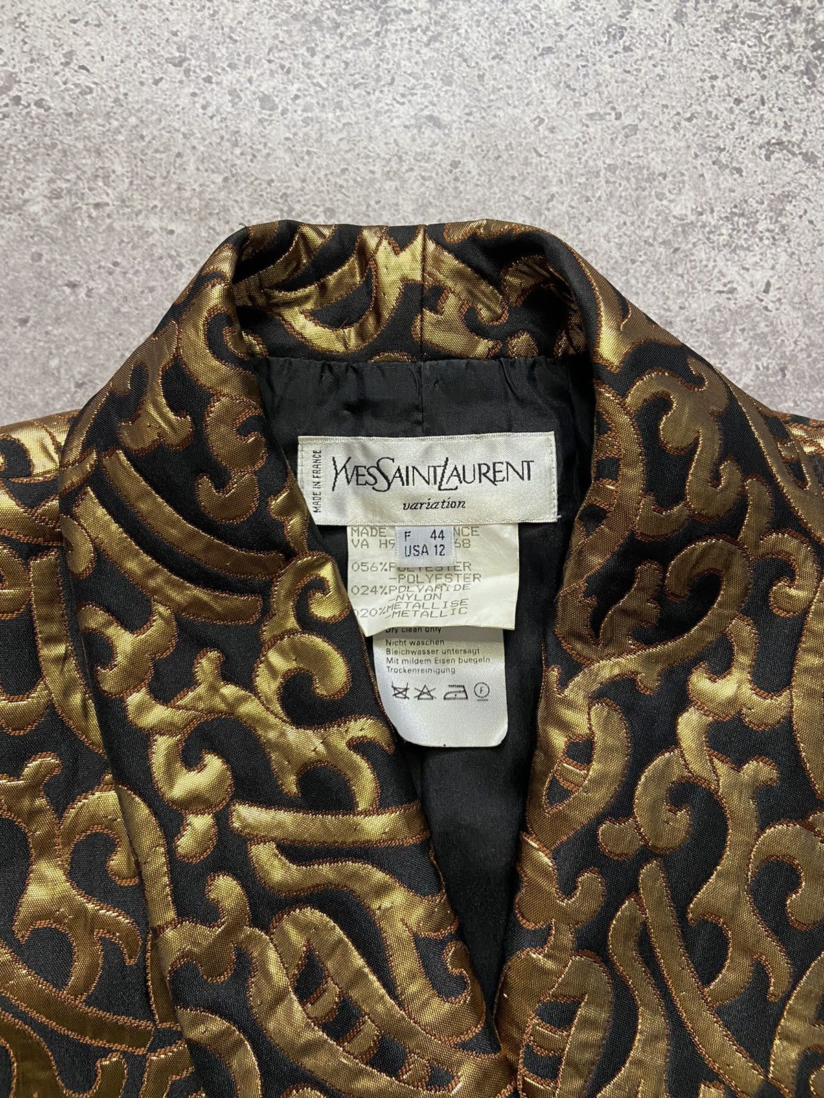 Yves Saint Laurent Yves Saint Laurent Variation Gold Jacquard Pattern Blazer Size XL / US 12-14 / IT 48-50 - 2 Thumbnail