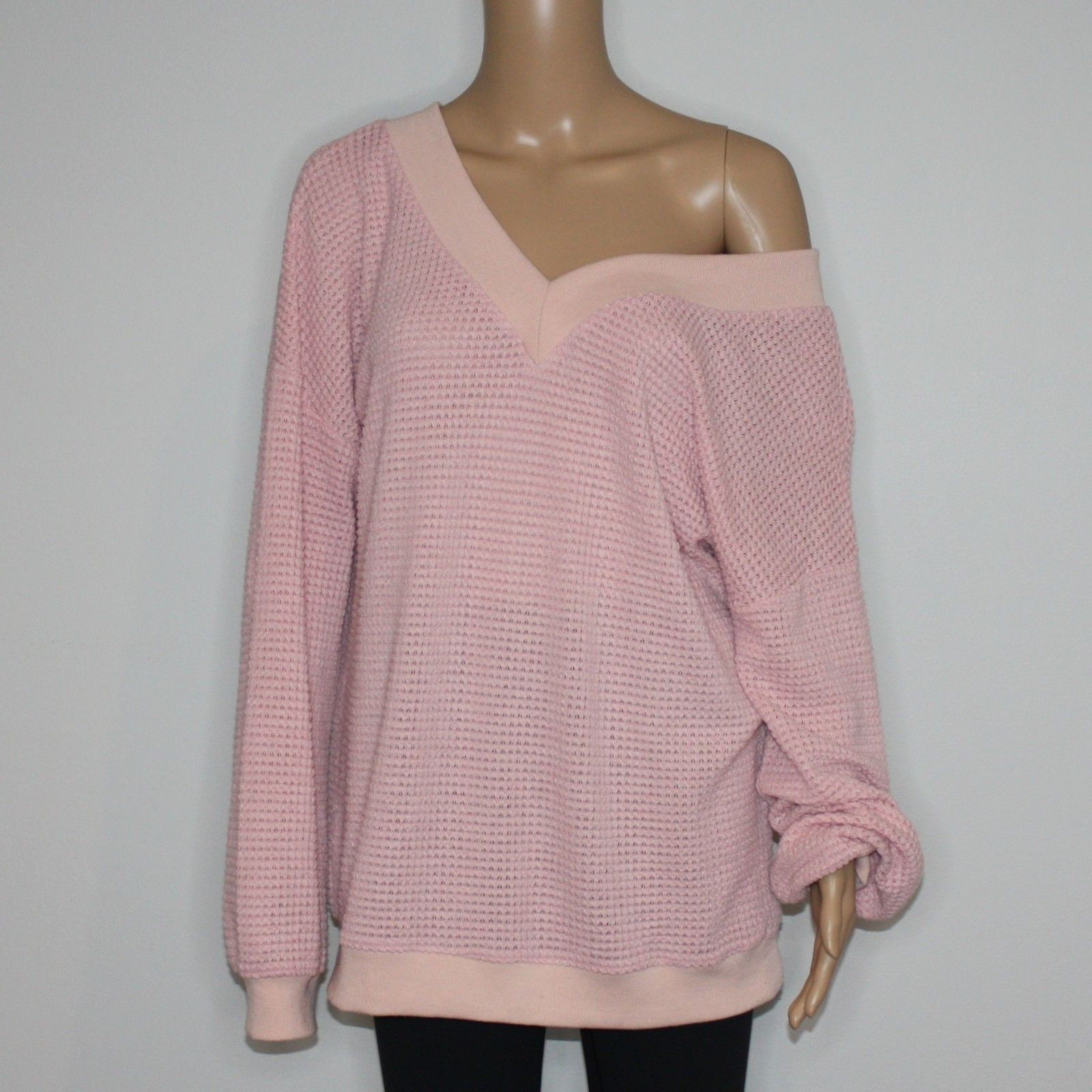 Other Adreamly Casual V-neck Waffle Knit Drop Shoulder Pullover Size M / US 6-8 / IT 42-44 - 6 Thumbnail