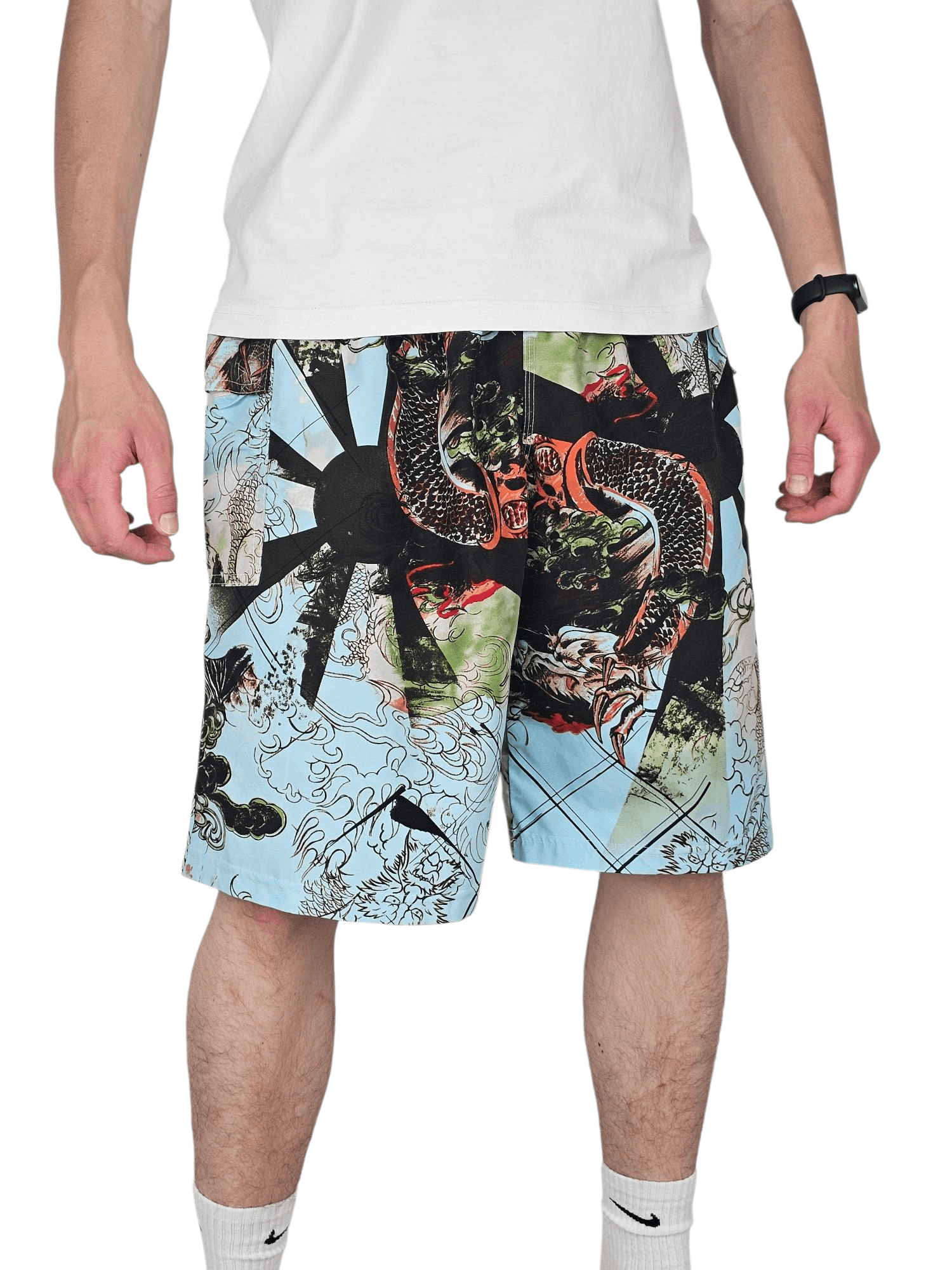 Other 💎 Vintage Crazy Y2K Relaxed Baggy Blue Shorts L Dragon Size US 34 / EU 50 - 1 Thumbnail