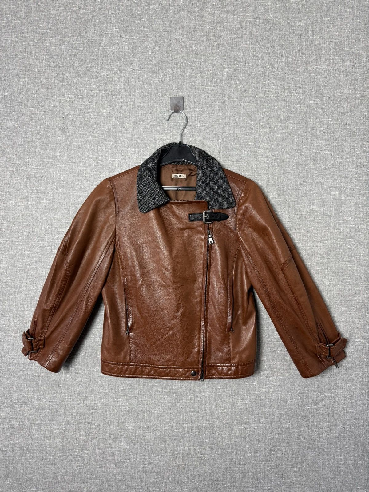 Miu Miu Miu Miu Lambskin Leather Biker Jacket with Buckle Cuffs sz44 Size M / US 6-8 / IT 42-44 - 13 Thumbnail