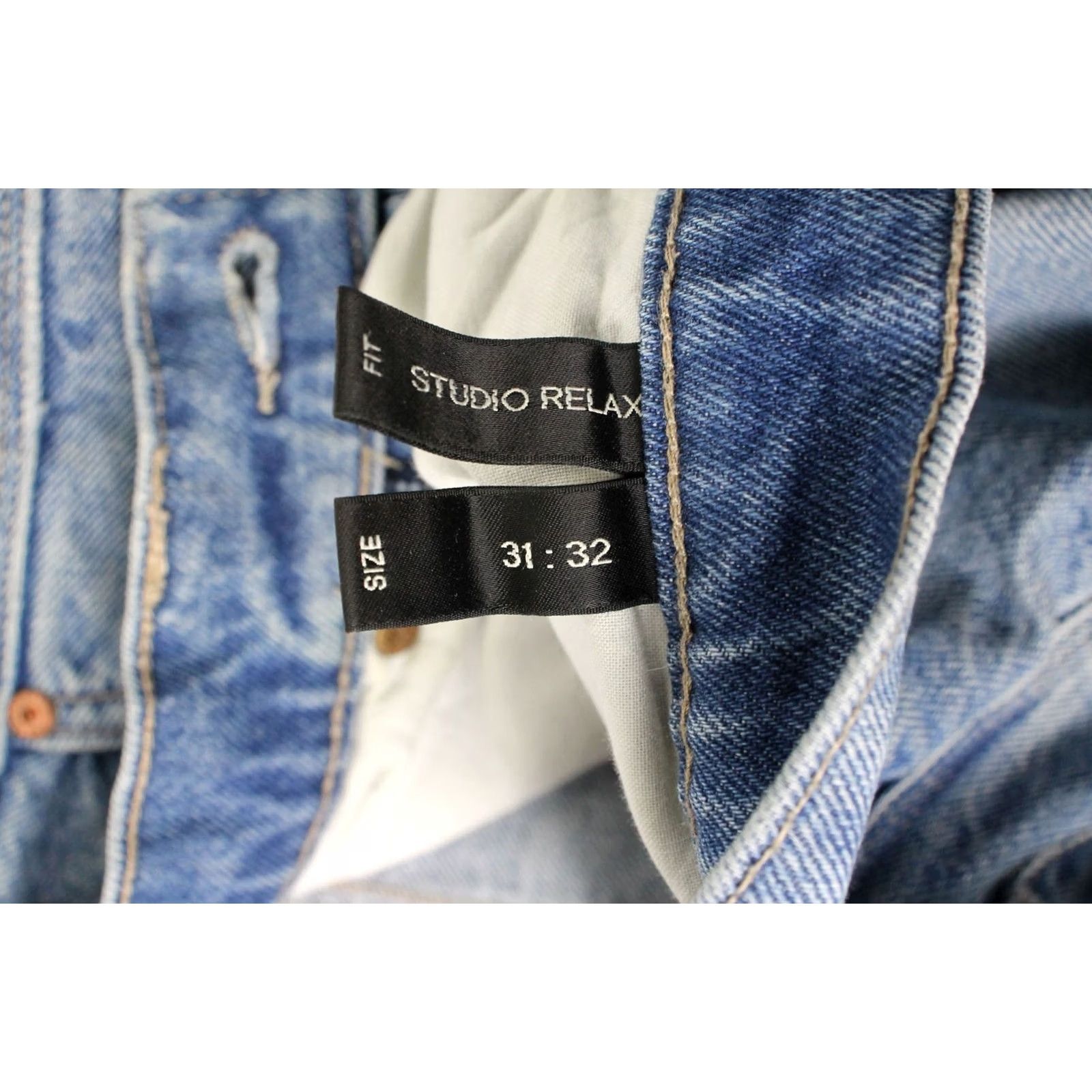 Vintage NEUW Studio Relaxed Jeans Men's W31/L32 Blue Whiskers Faded Button Fly Denim Casual Jeans Men Size US 31 - 7 Thumbnail