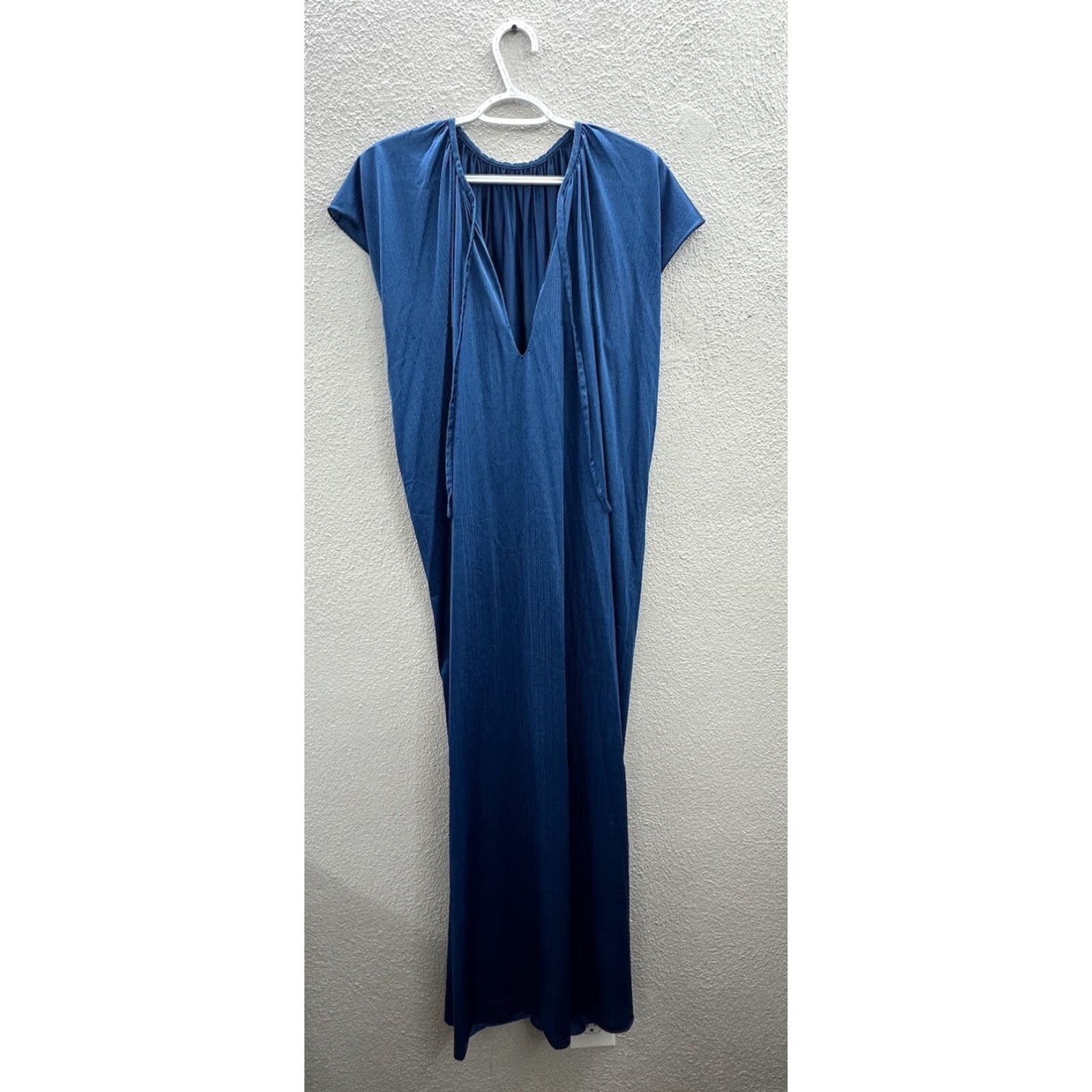 CO Barad & Co Womens Nightgown One Size Blue Silky Nylon Maxi Vintage House Dress Size ONE SIZE - 2 Thumbnail