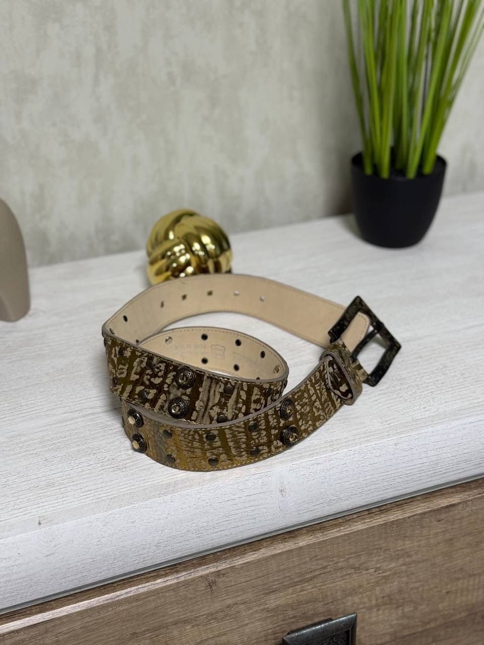 POST ARCHIVE FACTION (PAF) VTG Cowboy Style Leather Belt Gold Y2K 00s USA Hype Trend Size ONE SIZE - 9 Thumbnail