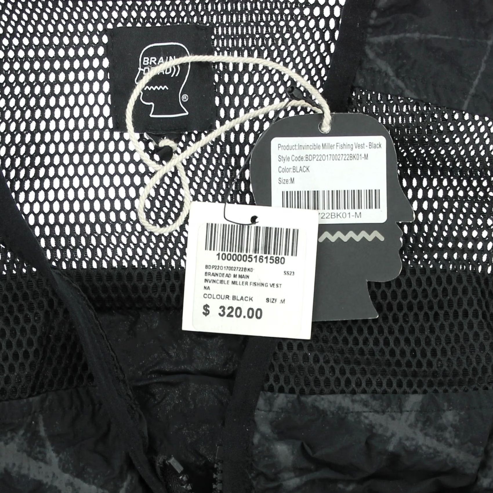 Brain Dead Brain Dead Invincible Miller Fishing Vest Men’s Full Zip Black Utility Vest, M, Black, Brain Dead, Vest Size US M / EU 48-50 / 2 - 3 Thumbnail