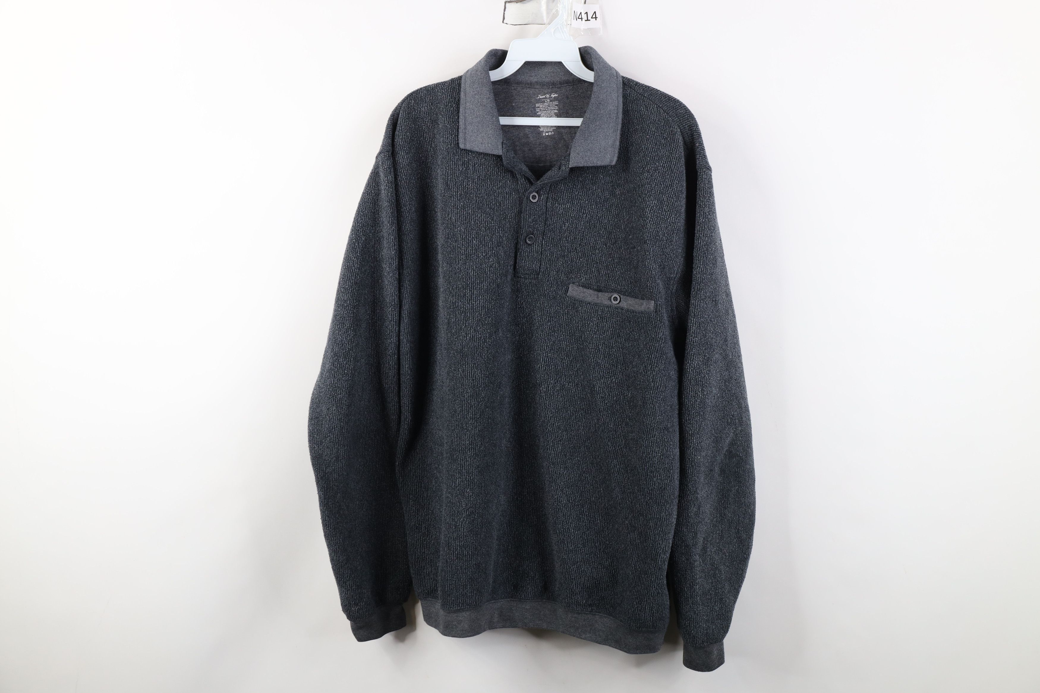 Vintage Vintage 90s Y2K Streetwear Ribbed Knit Collared Sweatshirt Size US L / EU 52-54 / 3 - 1 Thumbnail