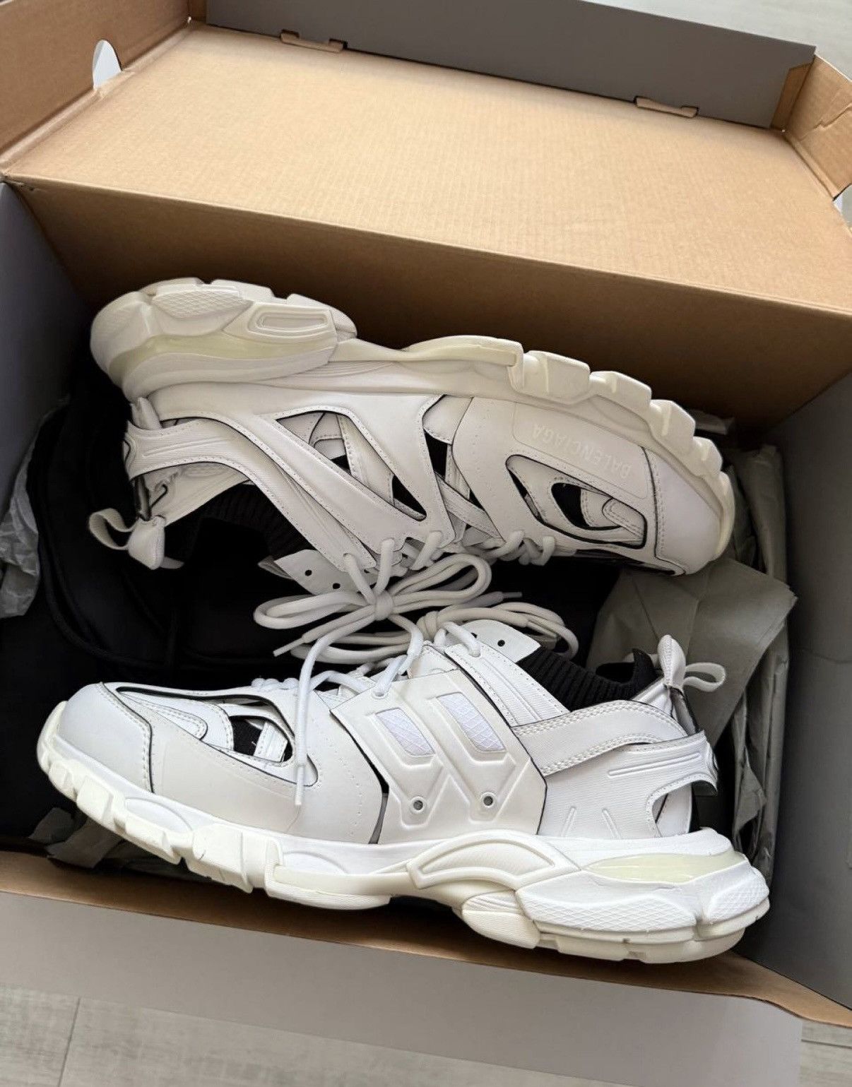 Balenciaga Balenciaga Track Sock White Black Size US 9 / EU 42 - 1 Thumbnail