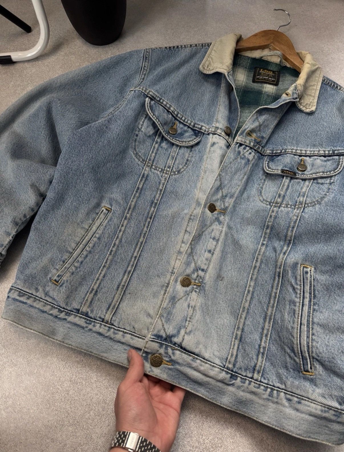 Lee Vintage LEE 90s Lined Rider Button Up Denim Jeans Jacket Men Size US XL / EU 56 / 4 - 7 Thumbnail