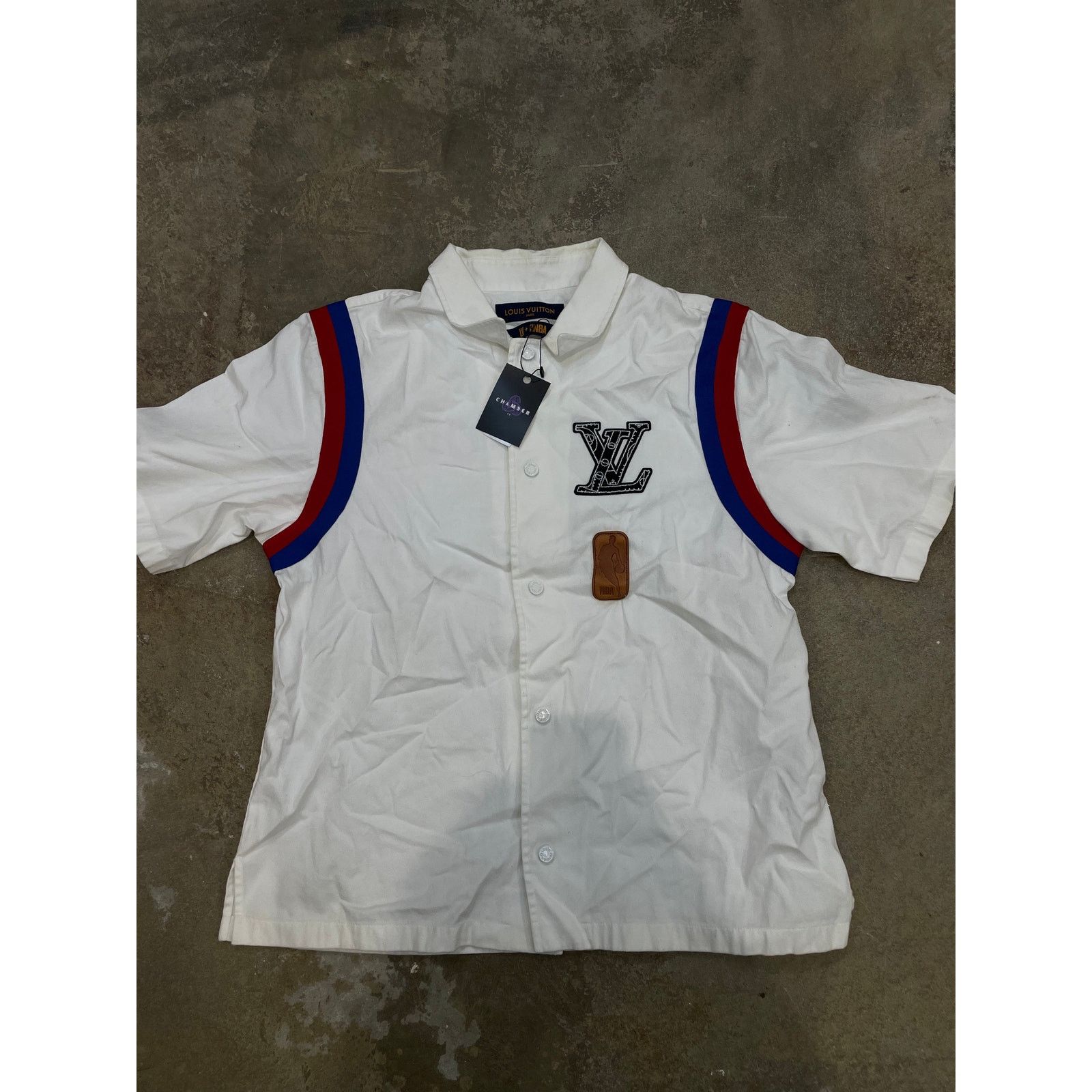 Pre-owned Louis Vuitton Lv Nba Button Down Used Large In White