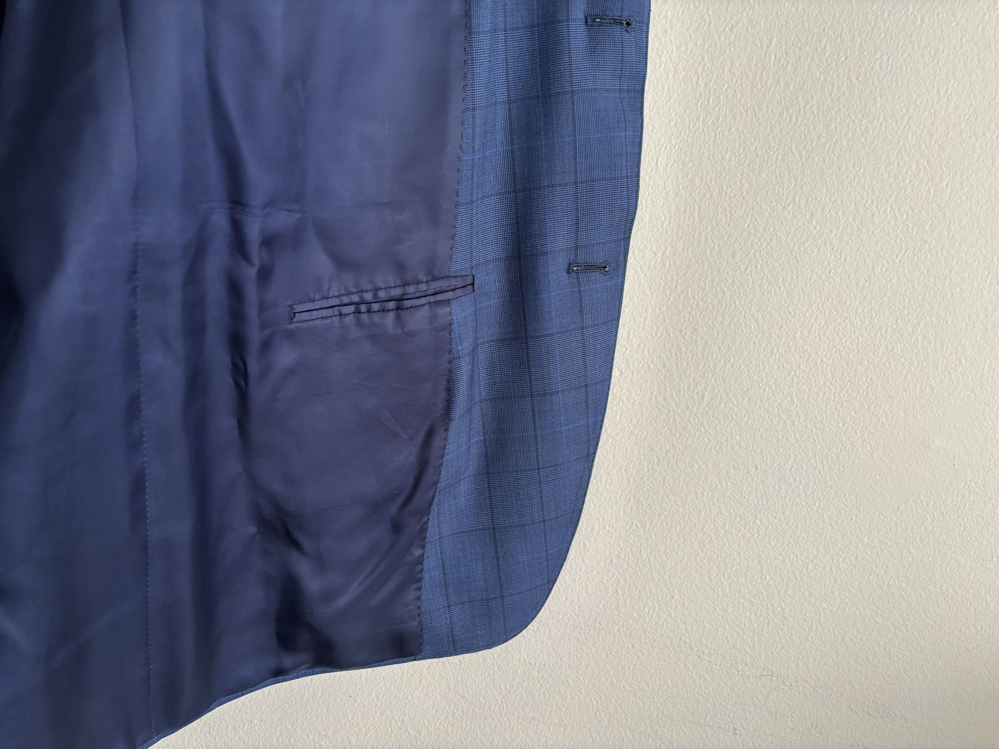 Canali $2100 Windowpane Check Blue Suit - Size 46. Pants 36-37 Size 46R - 6 Thumbnail