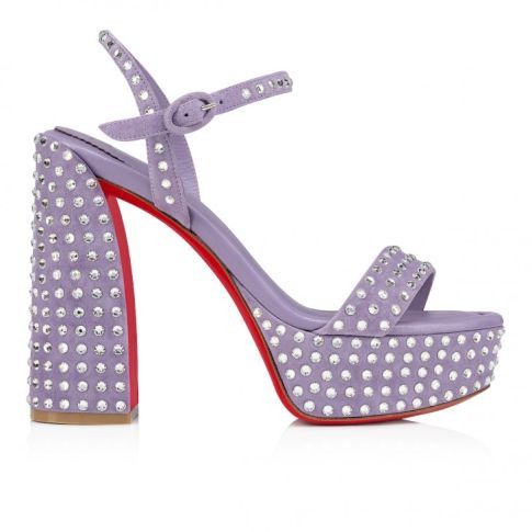 Christian Louboutin oc11z0125 Movid Jane Strass 130mm Sandals in Parme Size US 7.5 / IT 37.5 - 1 Thumbnail