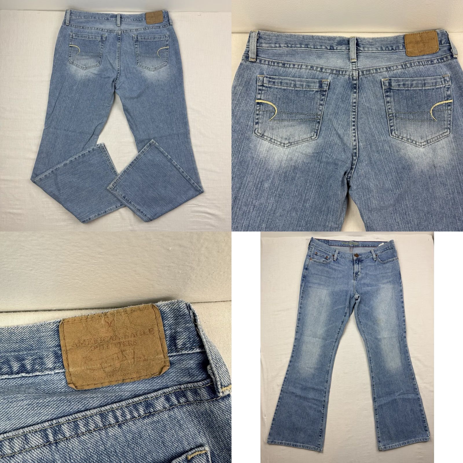 American Eagle Outfitters VINTAGE American Eagle Jeans Womens 12 Reg Hipster Fit Low Waist Flare Y2K 90s Blue Size 34" / US 12 / IT 48 - 10 Thumbnail