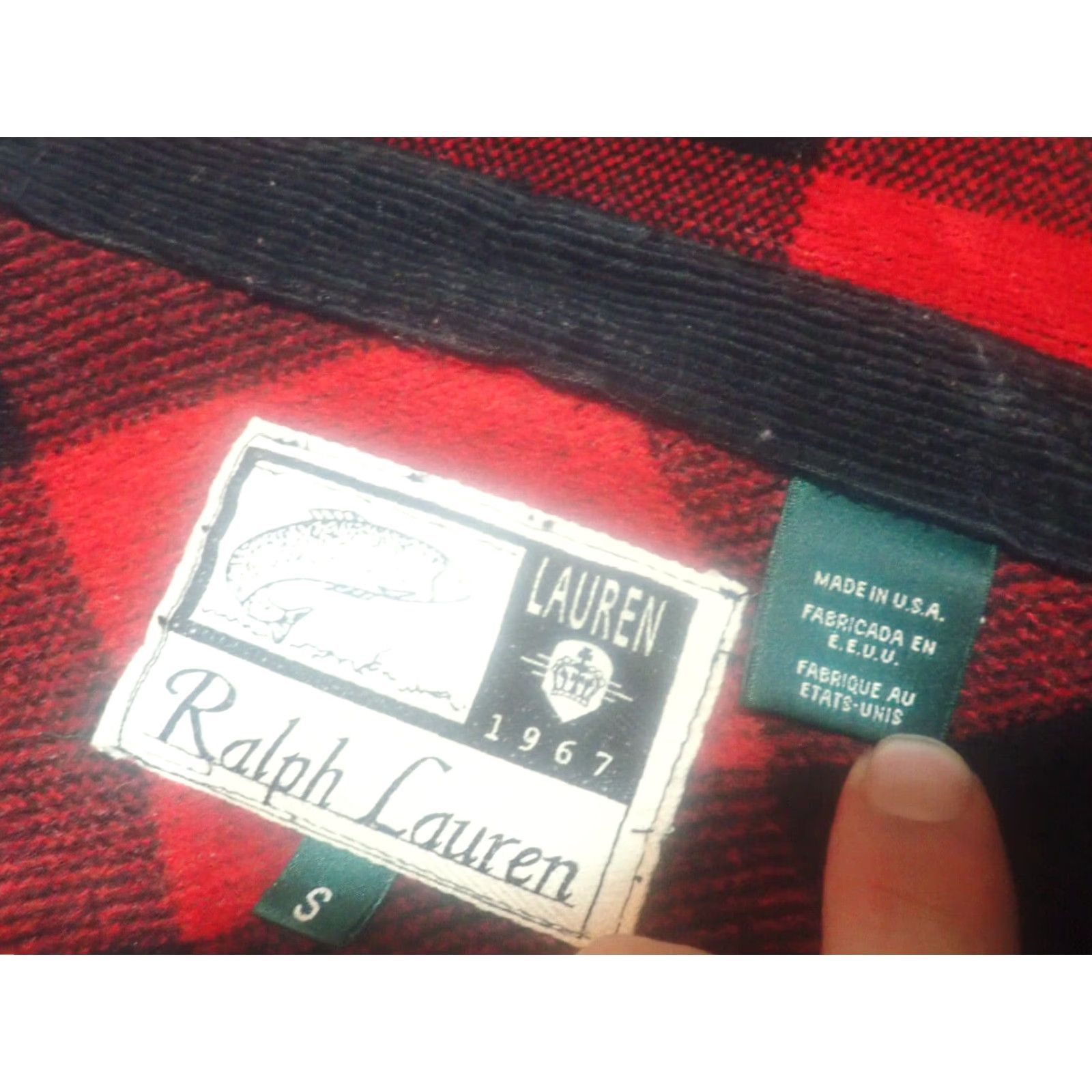 Ralph Lauren VINTAGE Ralph Lauren 1967 Buffalo Plaid Work Jacket Chore Men's Small Red Black USA Size US S / EU 44-46 / 1 - 3 Thumbnail