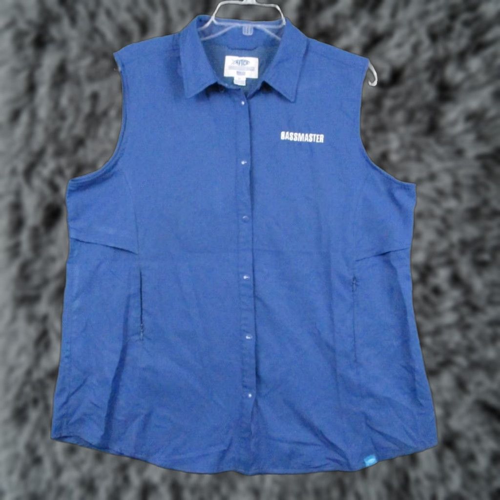 Vintage VINTAGE Aftco Bassmasters Shirt XL Women’s Blue Sleeveless Snap Button AFTECH Vented Size M / US 6-8 / IT 42-44 - 1 Thumbnail
