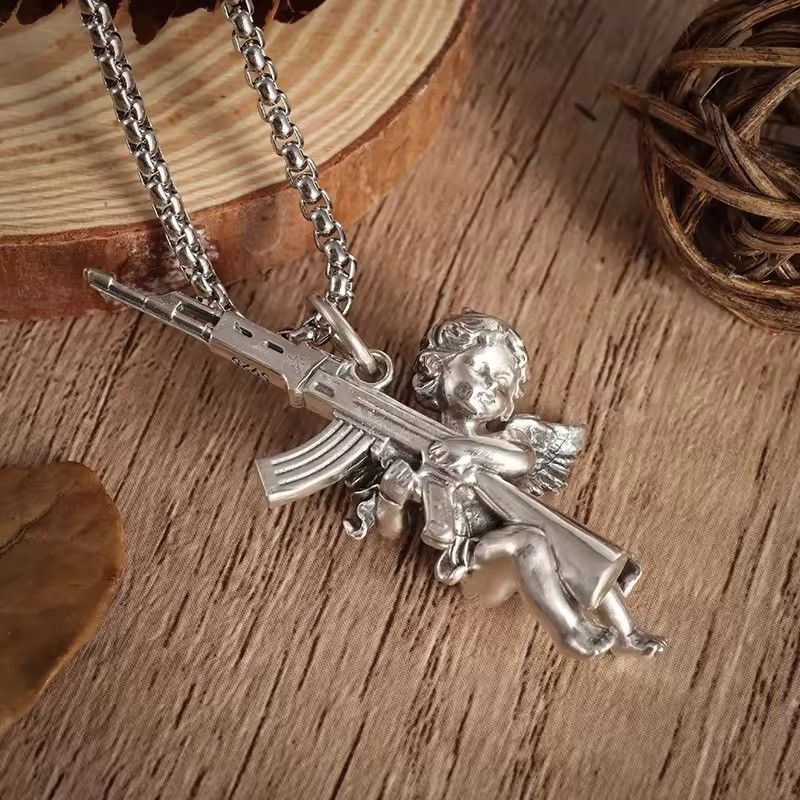 Jewelry Angel Ak-47 Pendant Necklace Size ONE SIZE - 4 Thumbnail