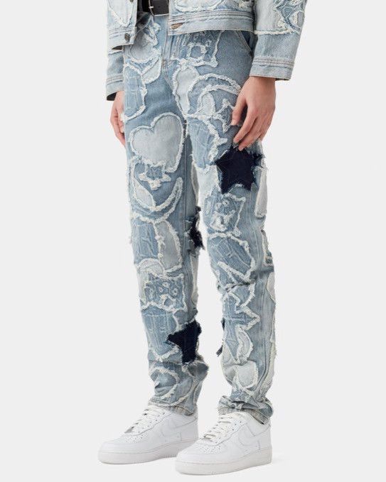 Menace MENACE Iconography Distressed Patch Denim Pants | Grailed