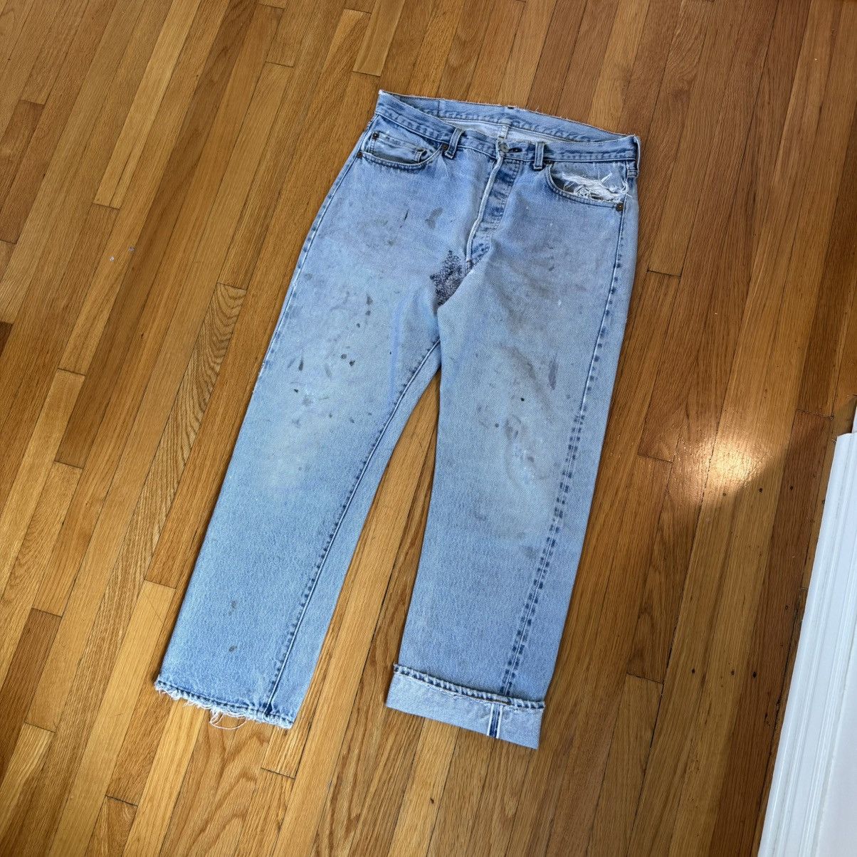 Levi's × Levi's Made & Crafted × Levi's Vintage Clothing REDLINE Vintage Levi’s 501 Thrashed Jeans Size US 34 / EU 50 - 1 Thumbnail