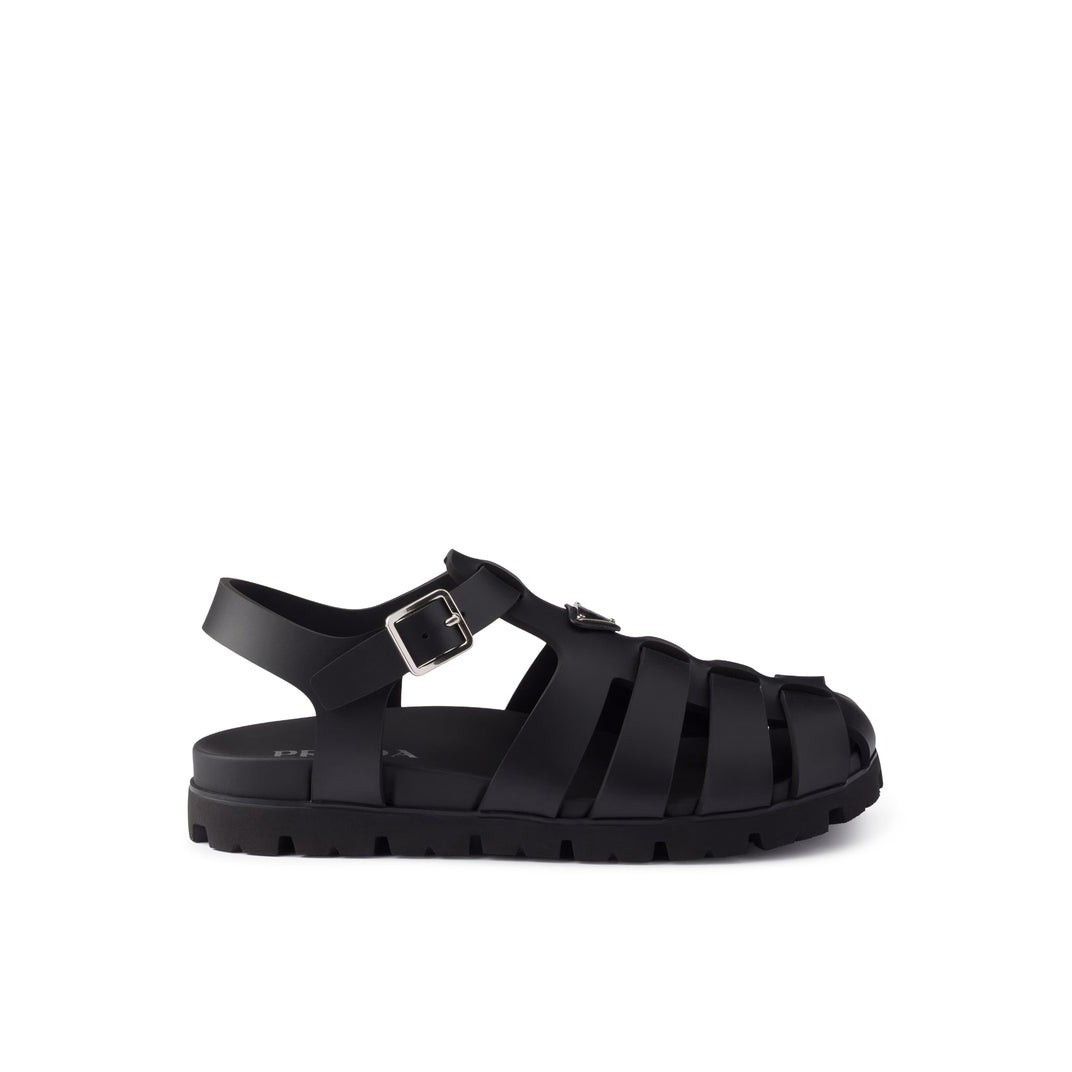 Prada PRADA Black Leather Cage Sandals New & Authentic (Men's size Size US 7 / EU 40 - 1 Thumbnail