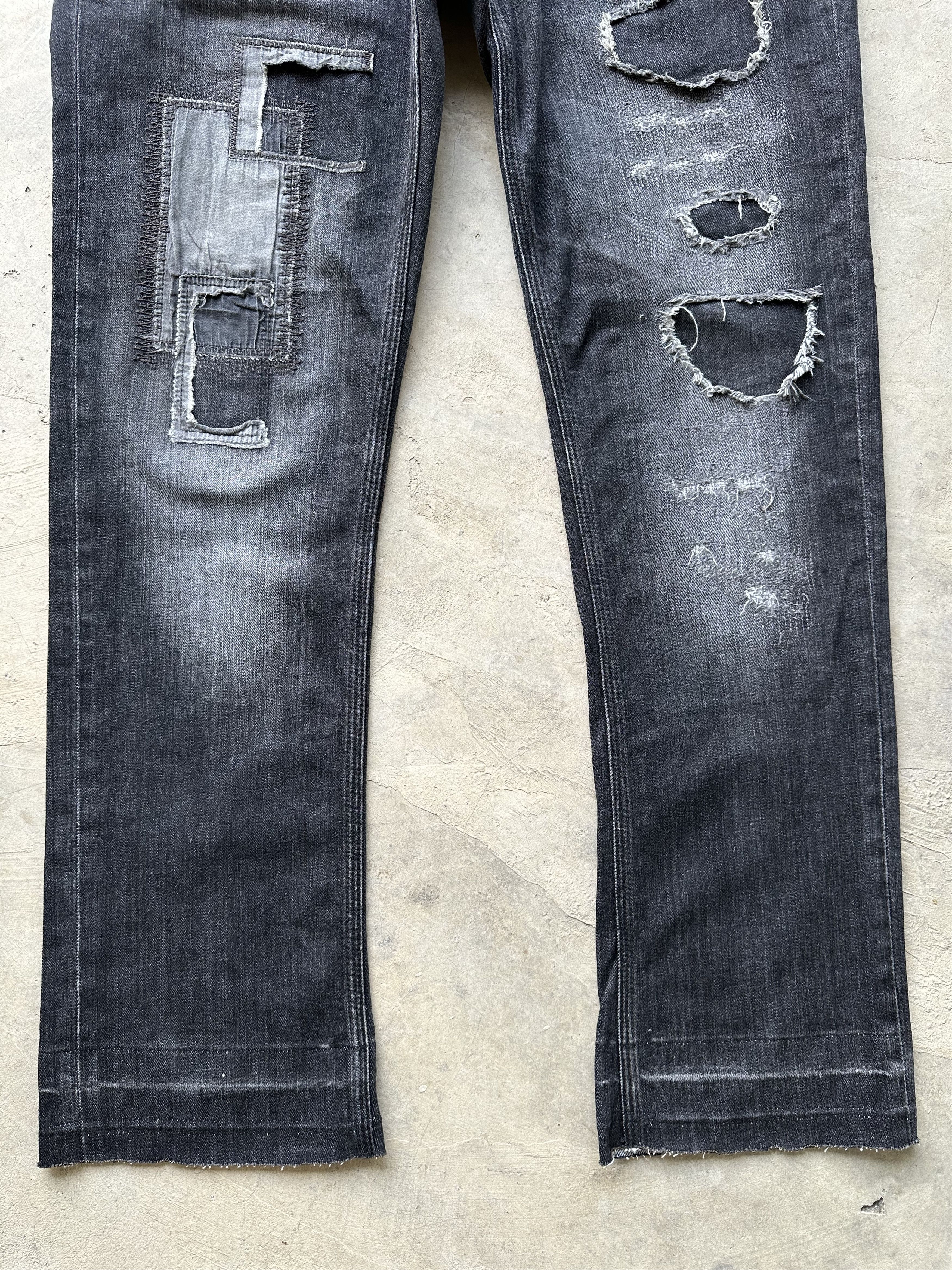 Nicole Club Japanese Brand NCFM Distressed Patchwork Denim Released Hem Size US 35 - 6 Thumbnail