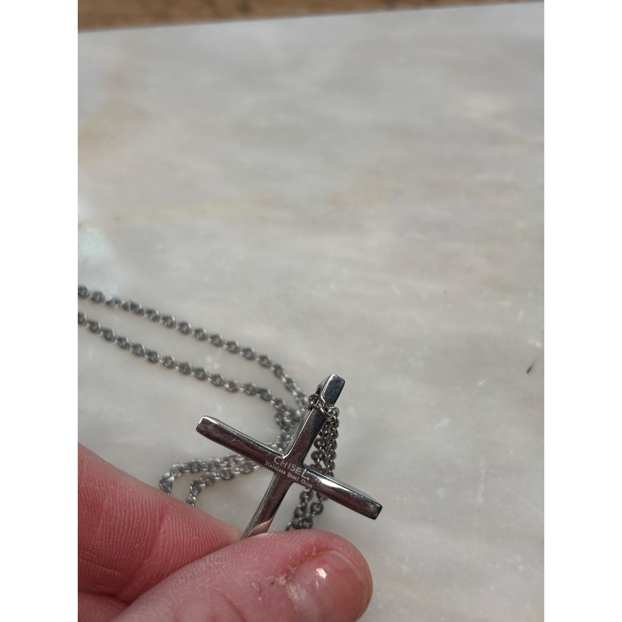 Other Stamped Chisel Sterling Silver Cross Pendant Necklace Size ONE SIZE - 9 Thumbnail
