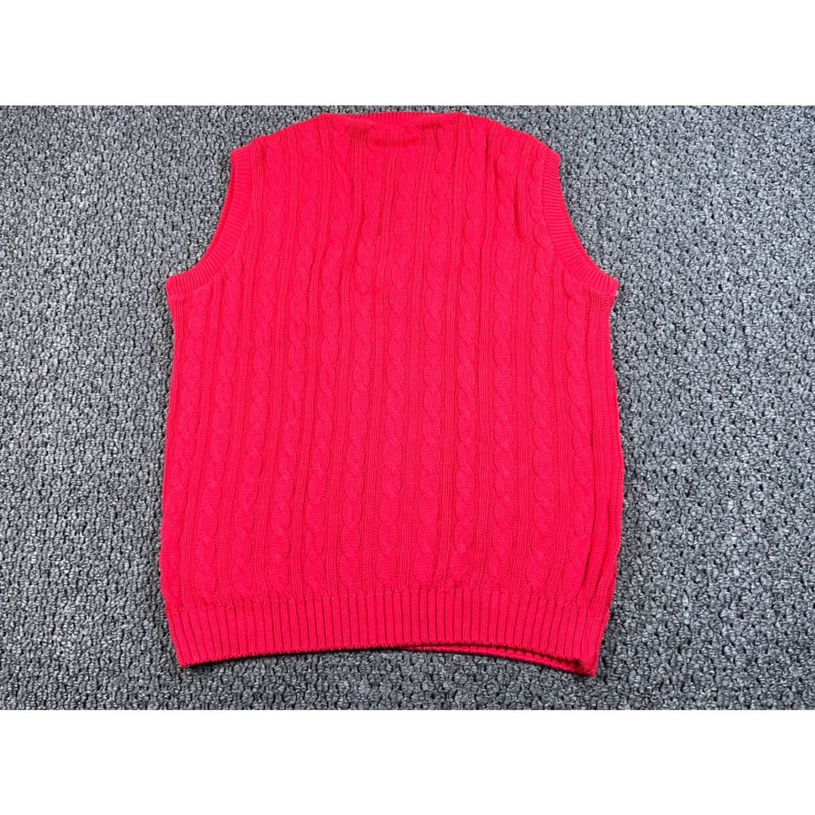 Vintage VINTAGE Preppy Cable Knit V-Neck Sweater Vest Men Large Red Cotton USA Made Austad Linksport by Austad's Size US L / EU 52-54 / 3 - 2 Thumbnail