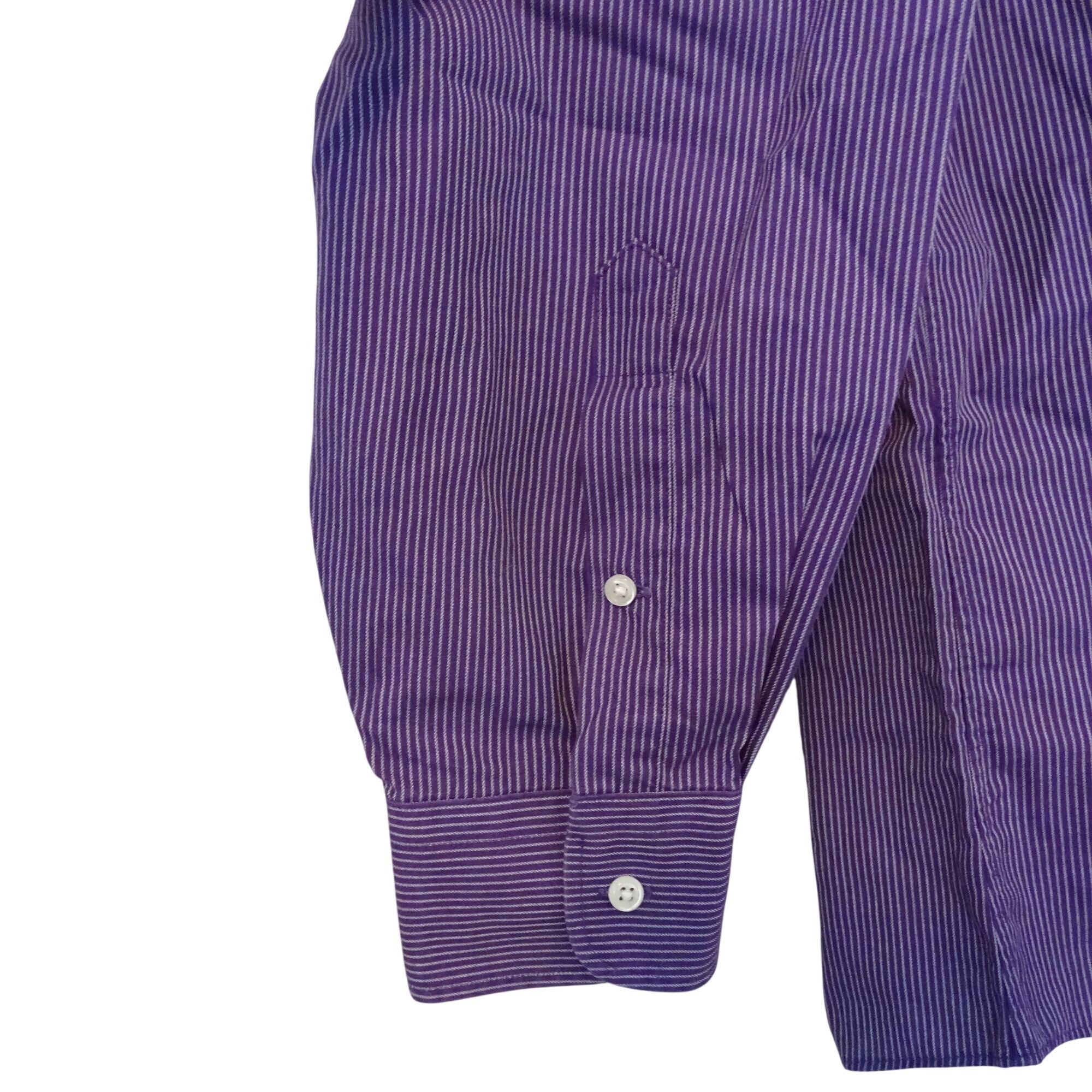 Nordstrom Nordstrom Men Classic Fit Non-Iron Purple Stripe Dress Shirt Size US XXL / EU 58 / 5 - 3 Thumbnail