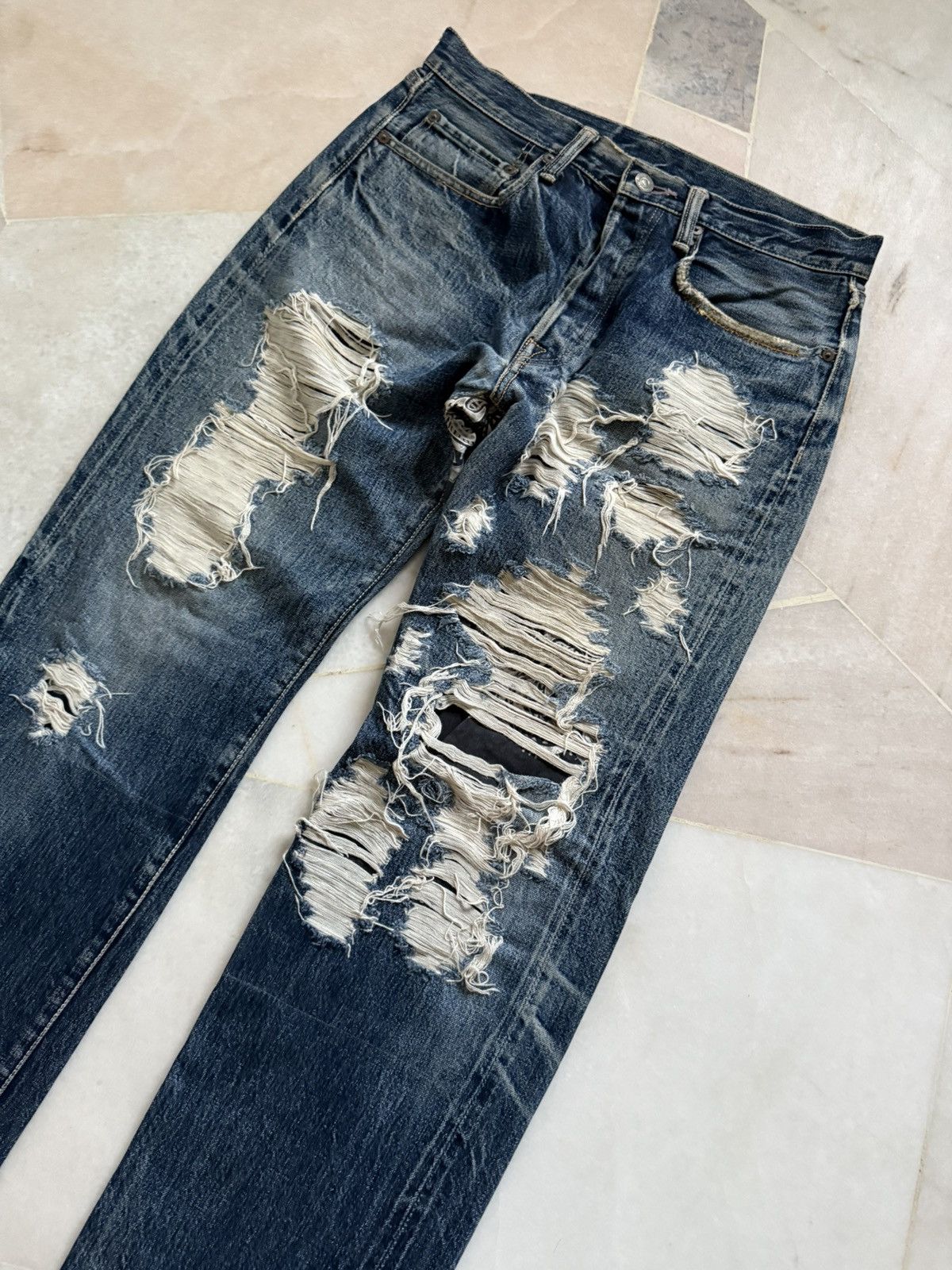 Kapital Vintage Rare Kapital Handmade distressed denim jeans Size US 32 / EU 48 - 2 Thumbnail