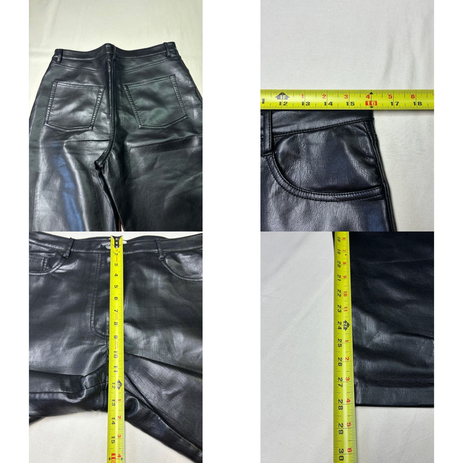 Vintage VINTAGE? Wilfred Aritzia Black Vegan Leather Pants Wide-Leg High Waisted 12 W32 L28 Women Dress Pants Pockets Zip Button Solid Black Modern Minimalist Size 34" / US 12 / IT 48 - 8 Thumbnail