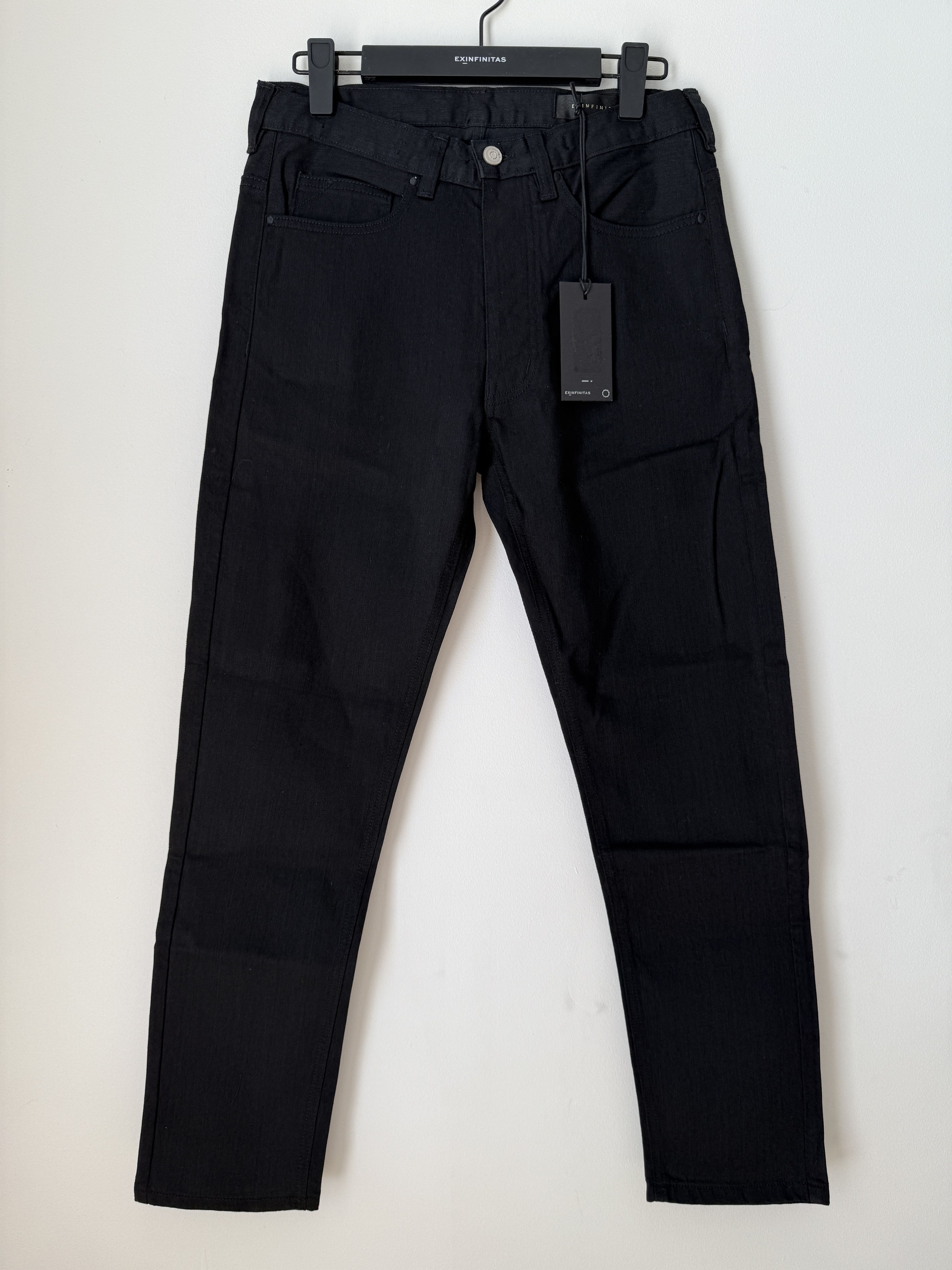 EX INFINITAS EX INFINITAS CROPPED TAPERED BLACK DENIM JEANS. SZ 26 Size US 26 / EU 42 - 3 Thumbnail
