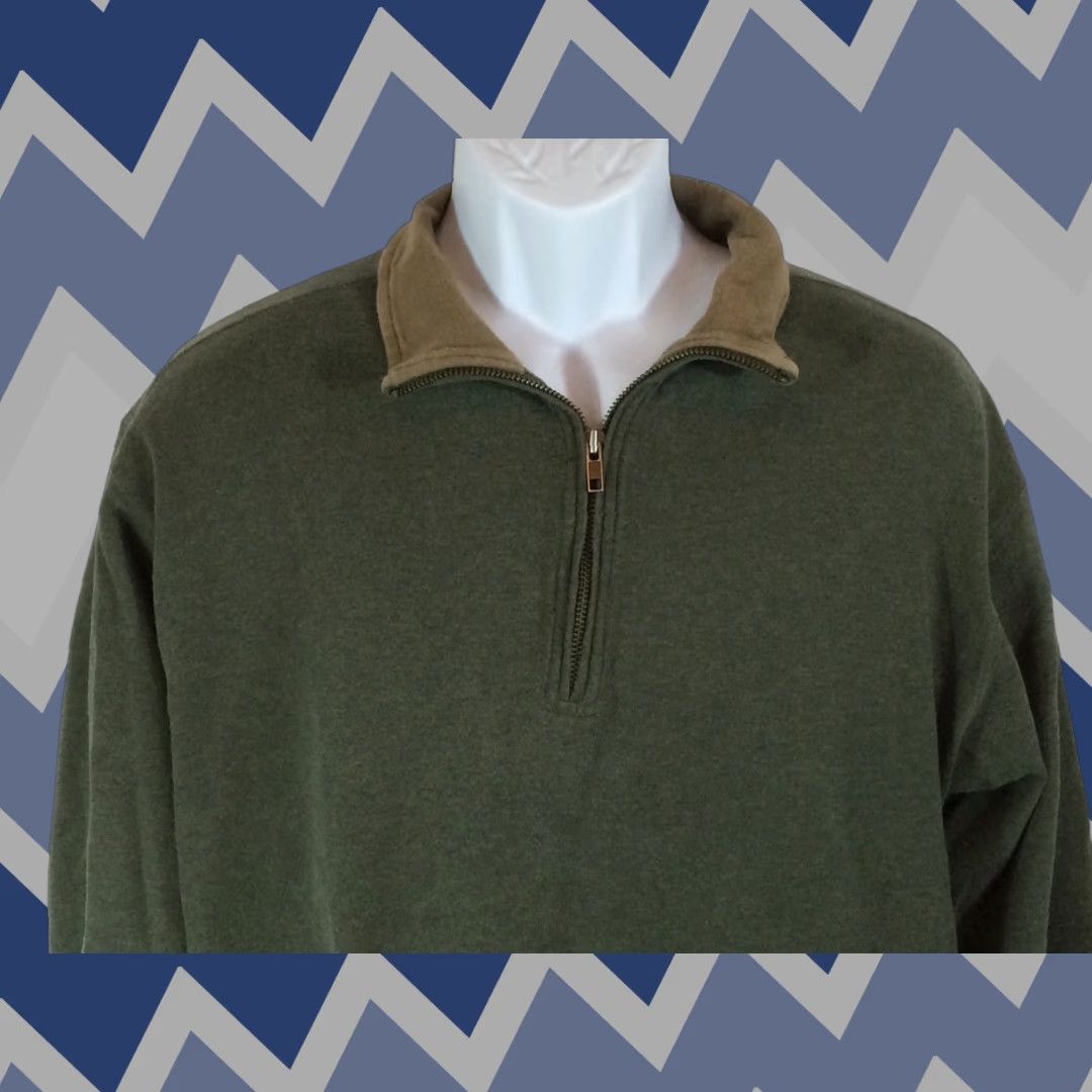 Vintage Harold Powell Green Pullover Casual Sz L 1/4 Zip - EUC Size US L / EU 52-54 / 3 - 1 Thumbnail