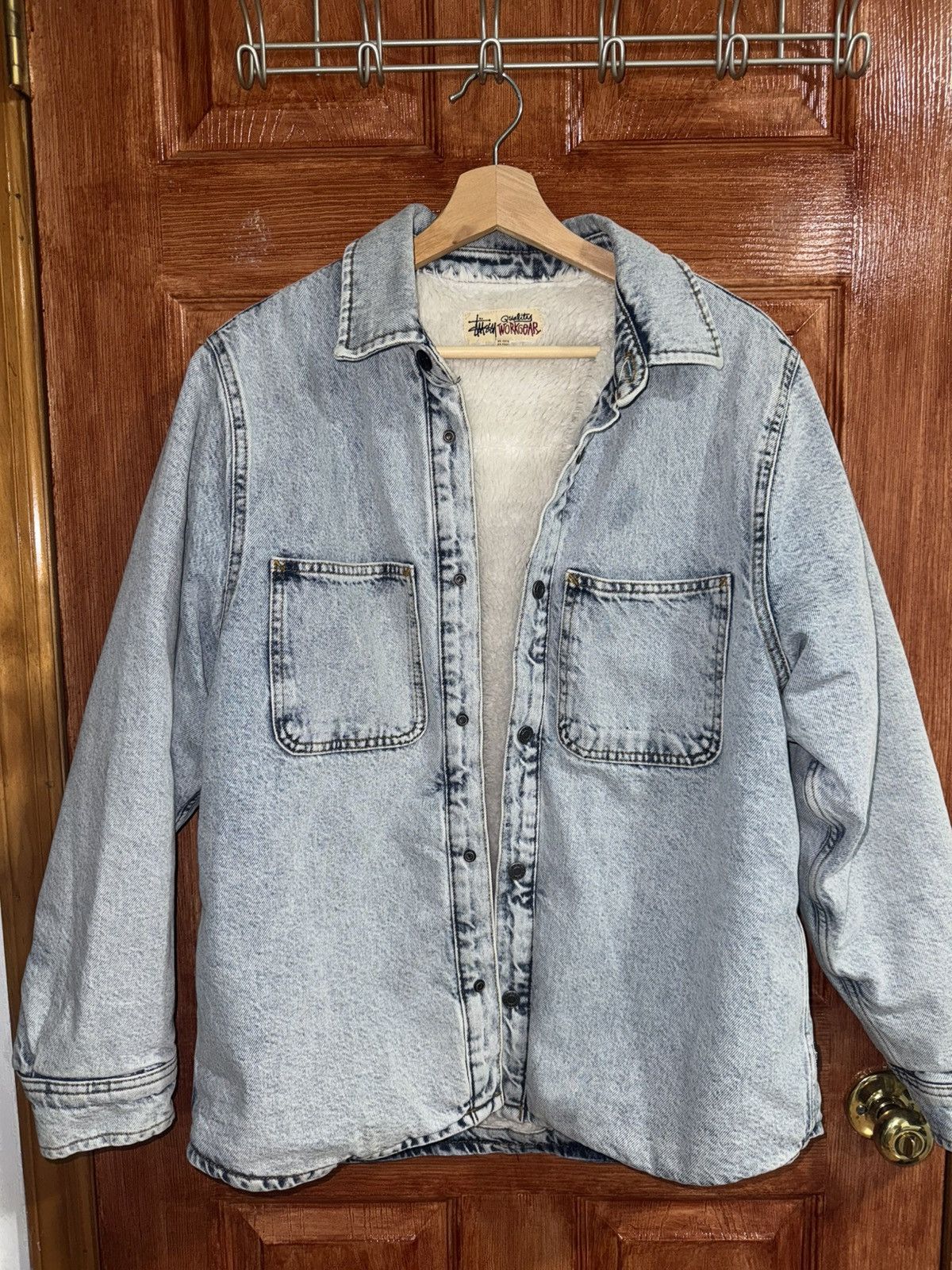 Stussy Stussy Sherpa Lined Denim Shirt 'Stone Washed' | Grailed