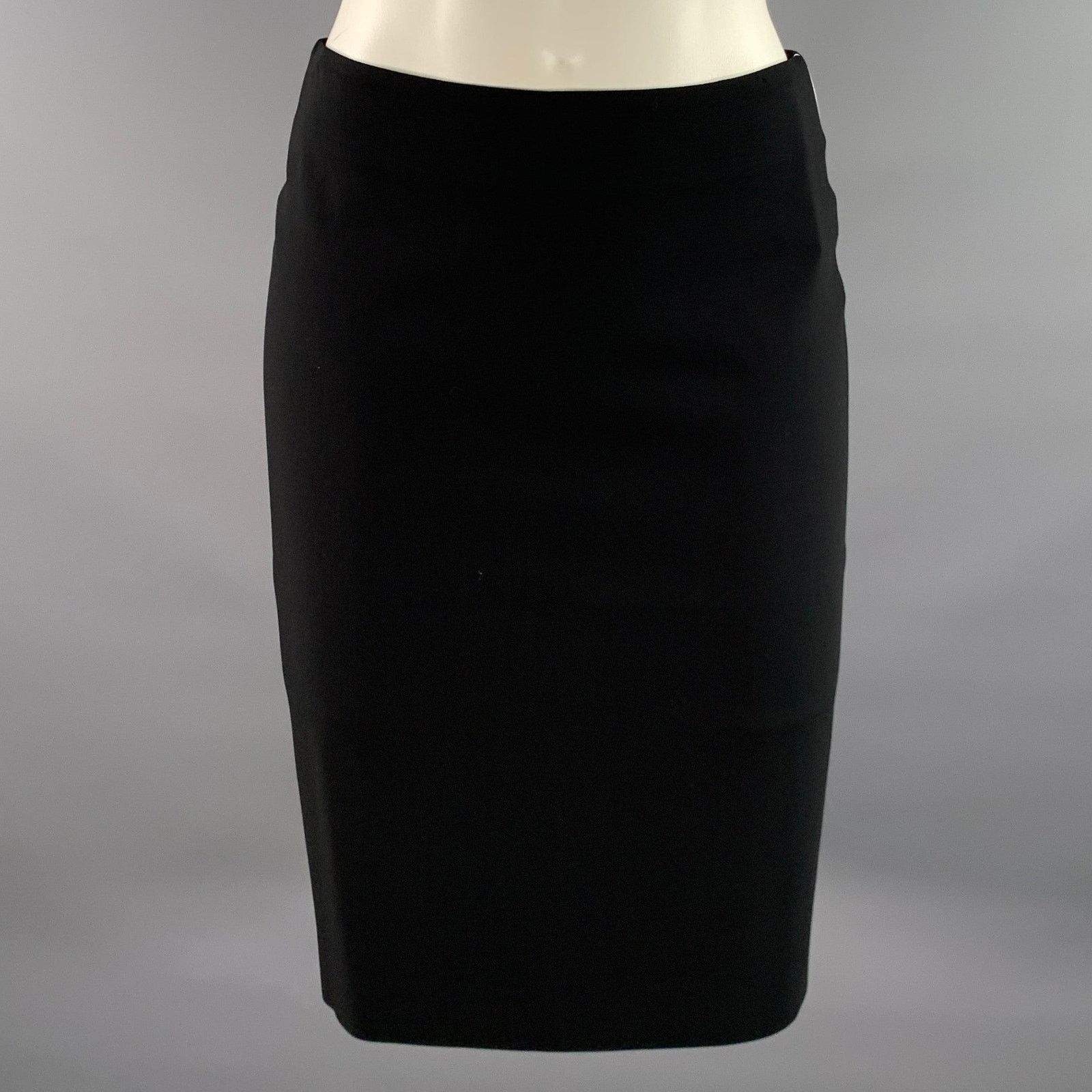 Giorgio Armani GIORGIO ARMANI Size 2 Black Wool Pencil Knee-Length Skirt Size 26" / US 2 / IT 38 - 1 Thumbnail