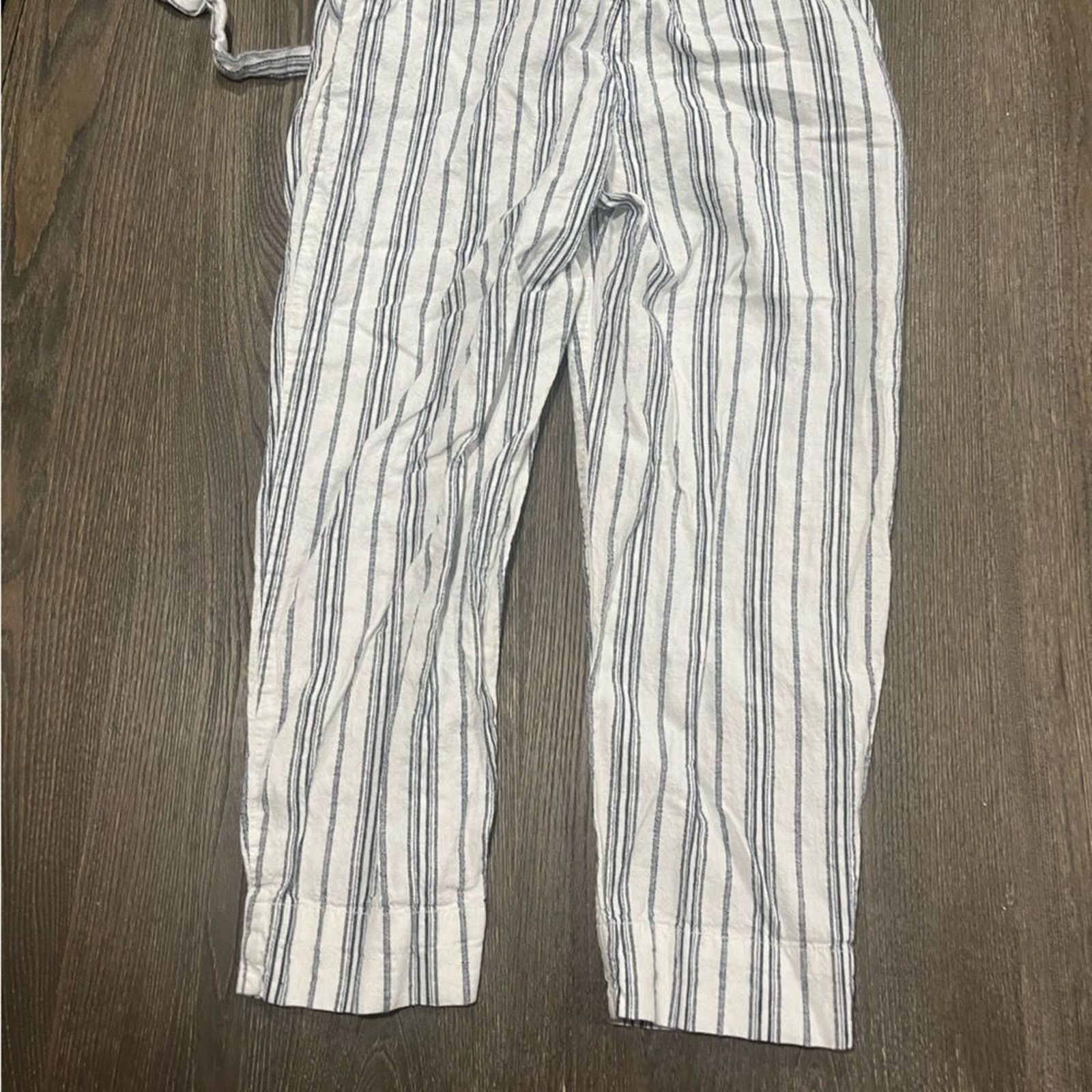 Madewell Madewell Linen Cotton Paperbag Pants White Striped Size 4 Size 27" / US 4 / IT 40 - 10 Thumbnail