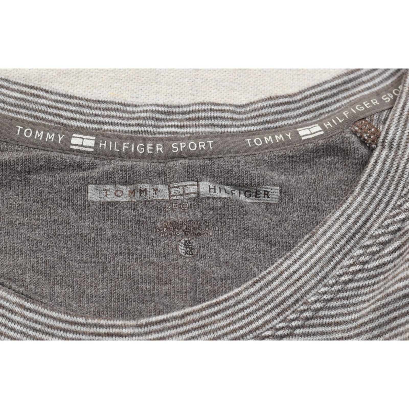 Tommy Hilfiger Tommy Hilfiger Sport Women's XL Gray White Striped Raglan 3/4 Sleeve Knit T-Shirt Size XL / US 12-14 / IT 48-50 - 8 Thumbnail