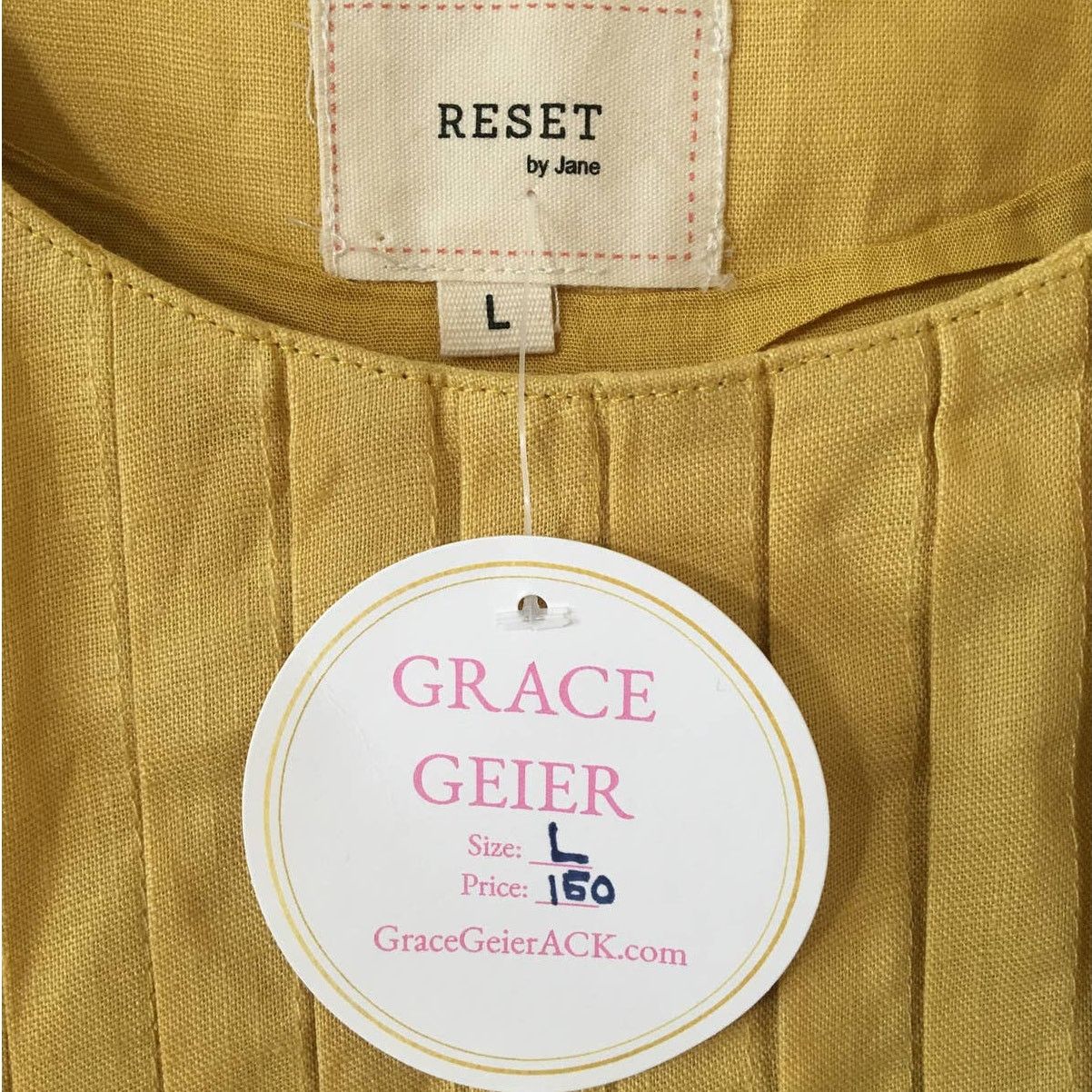 Other NWT Reset by Jane Large Corn Silk Yellow 100 Flax Mini Dress Size L / US 10 / IT 46 - 4 Thumbnail