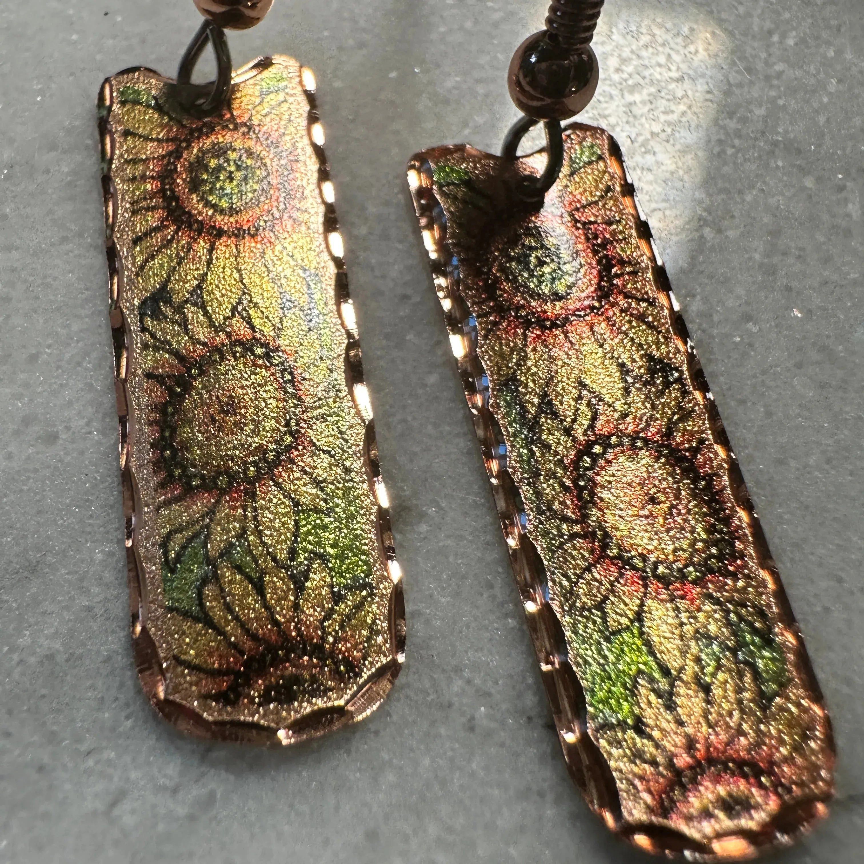 Other Handcrafted Boho Sunflower Earrings, Diamond Cut Wire Drop E Size ONE SIZE - 1 Thumbnail