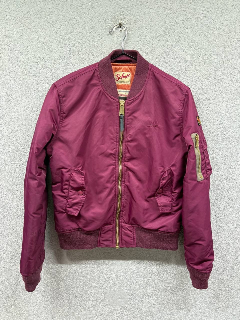 Schott American college womens red bomber jacket L